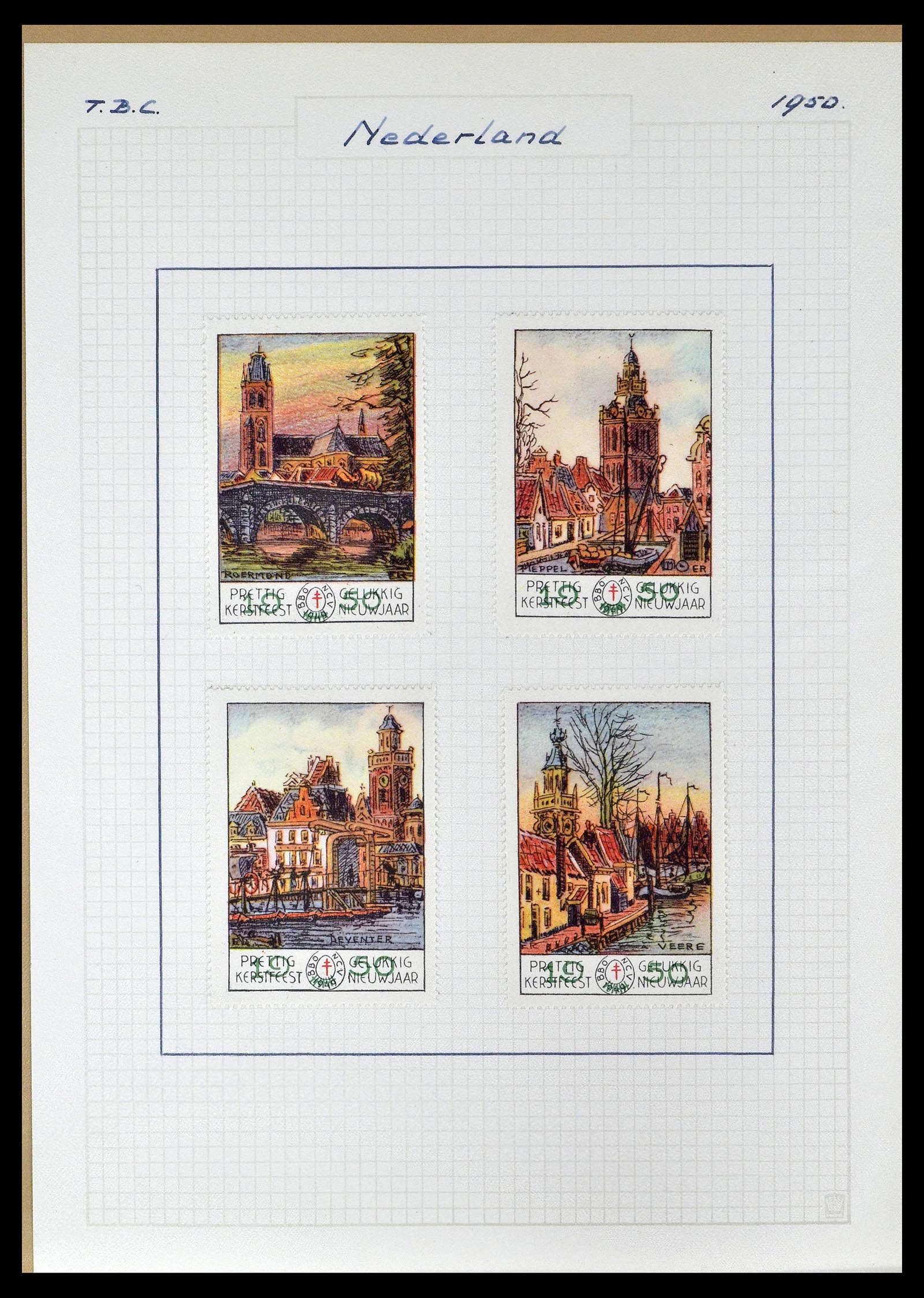 38786 0047 - Postzegelverzameling 38786 Nederland tuberculose 1906-2006.