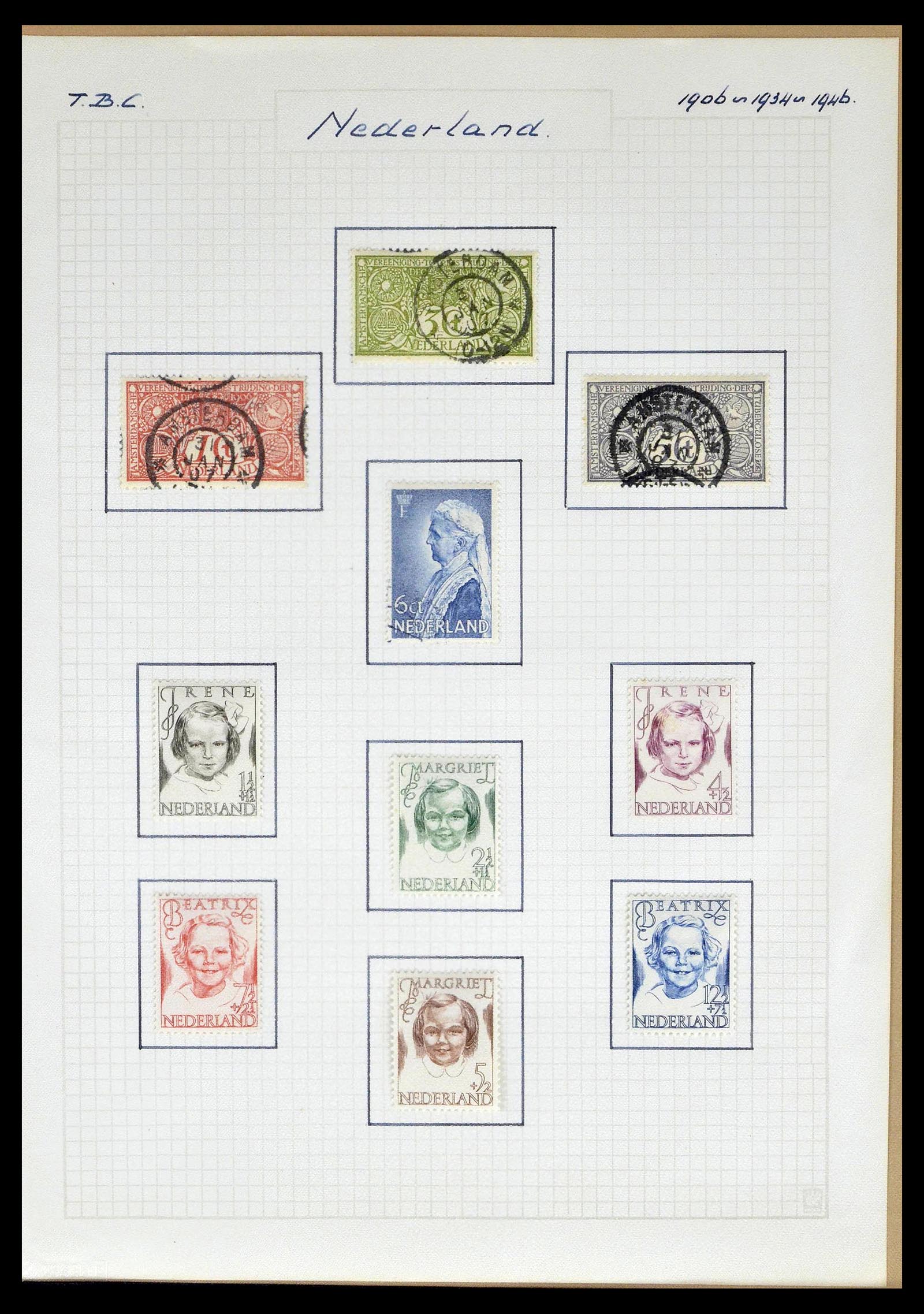 38786 0058 - Postzegelverzameling 38786 Nederland tuberculose 1906-2006.
