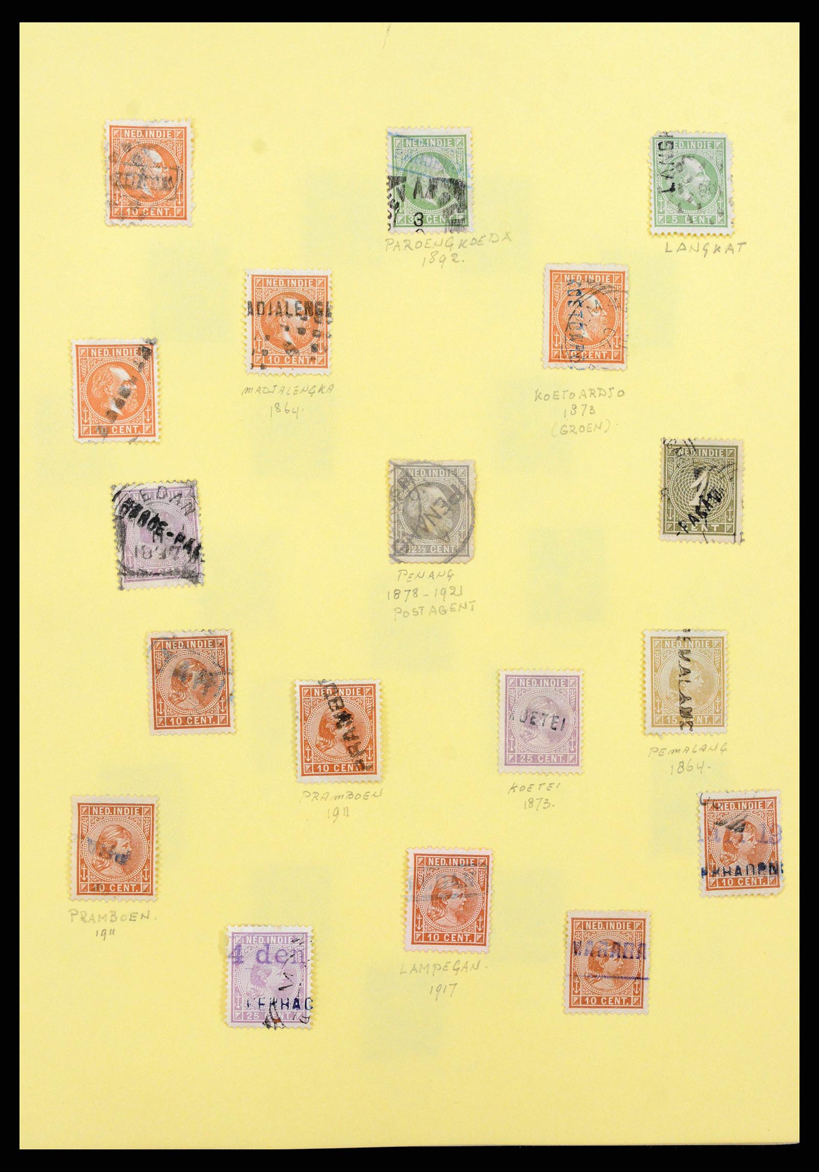 38797 0003 - Stamp collection 38797 Dutch east Indies name cancels 1870-1930.