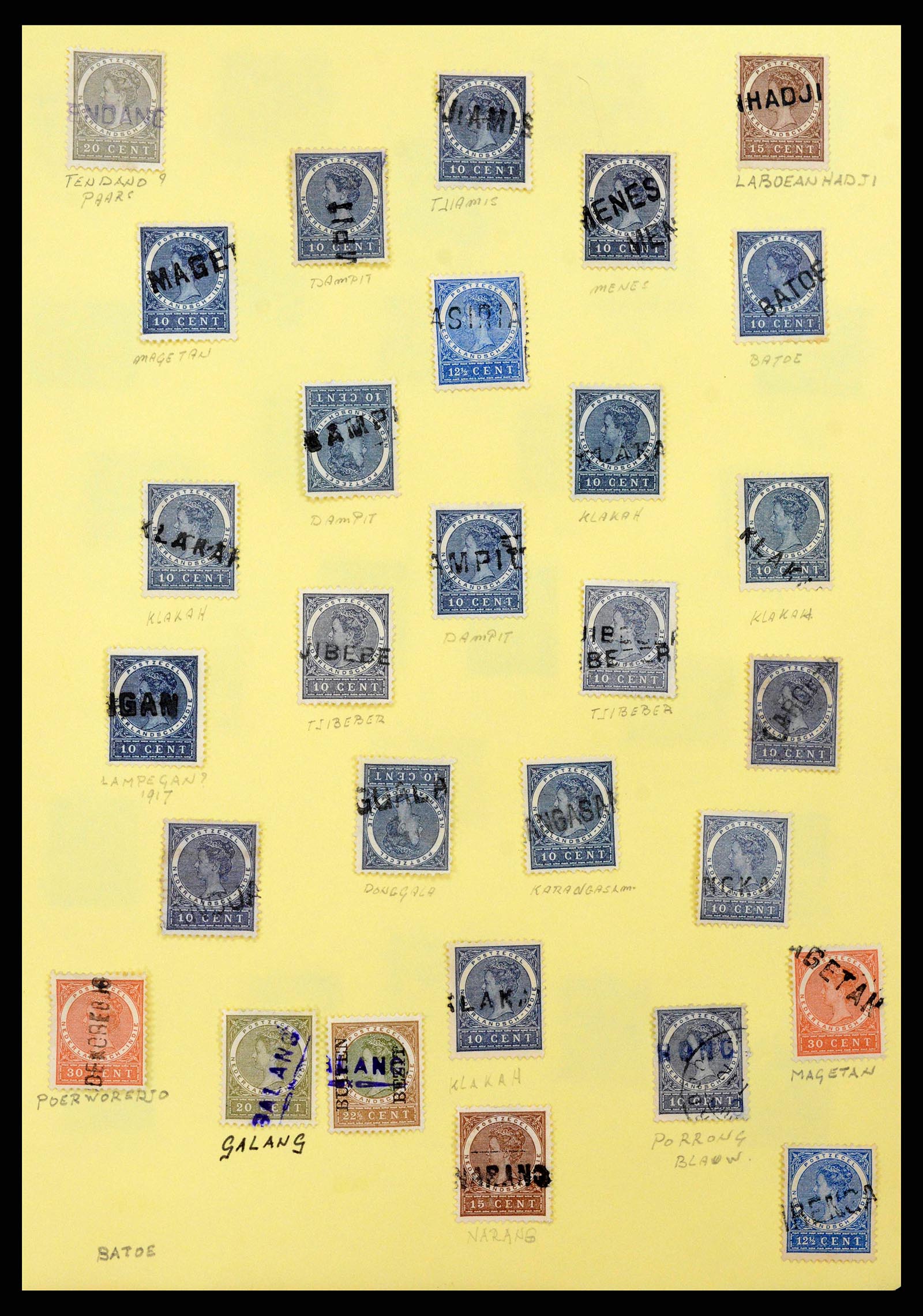 38797 0007 - Stamp collection 38797 Dutch east Indies name cancels 1870-1930.