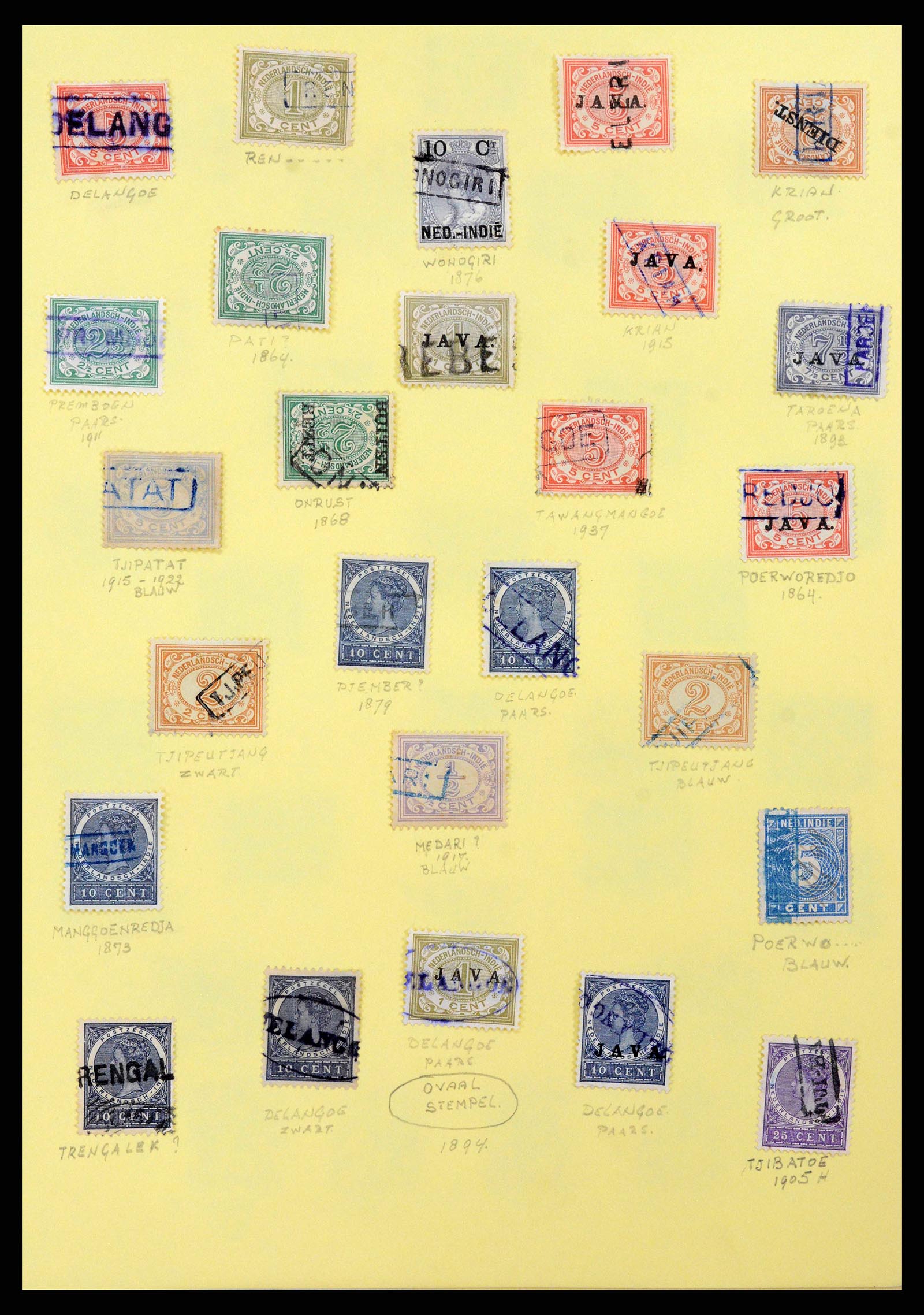 38797 0008 - Stamp collection 38797 Dutch east Indies name cancels 1870-1930.