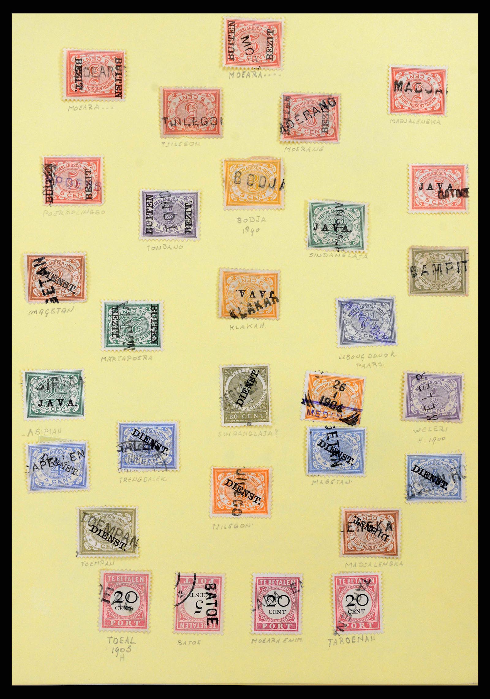 38797 0009 - Postzegelverzameling 38797 Nederlands Indië langstempels 1870-1930.