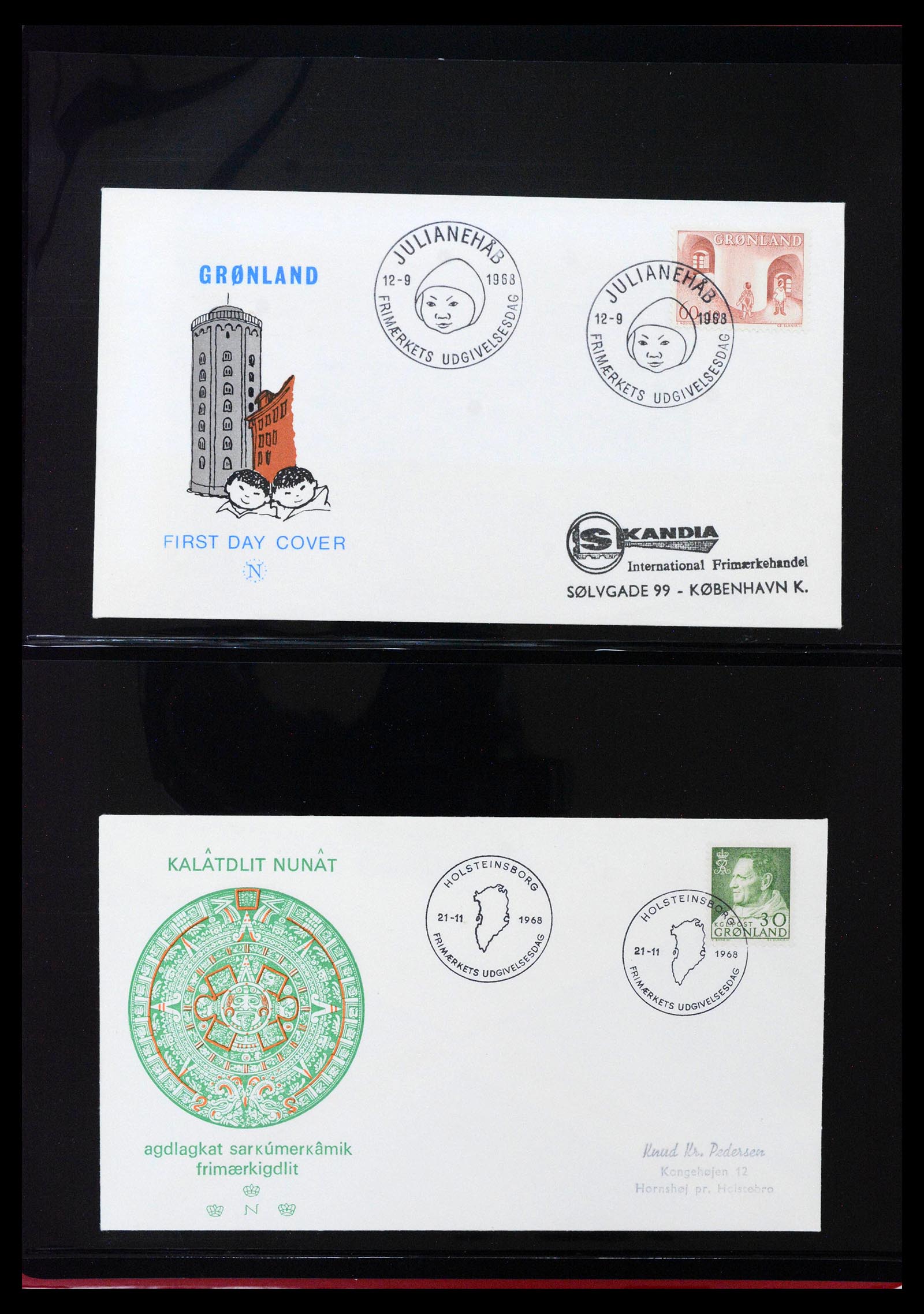38824 0012 - Postzegelverzameling 38824 Groenland FDC's 1950-2017.