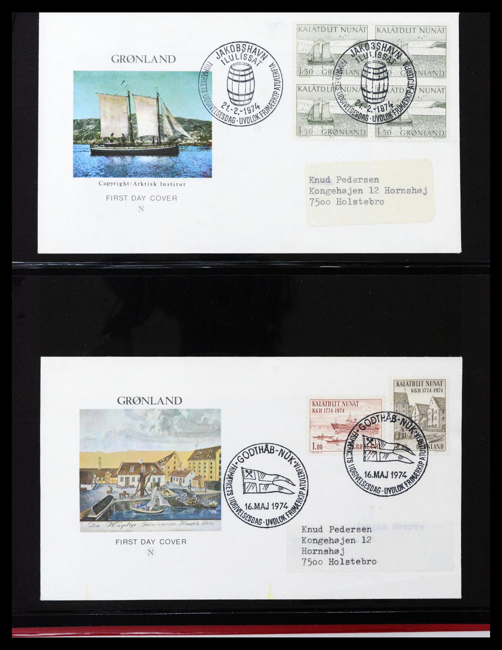 38824 0020 - Postzegelverzameling 38824 Groenland FDC's 1950-2017.