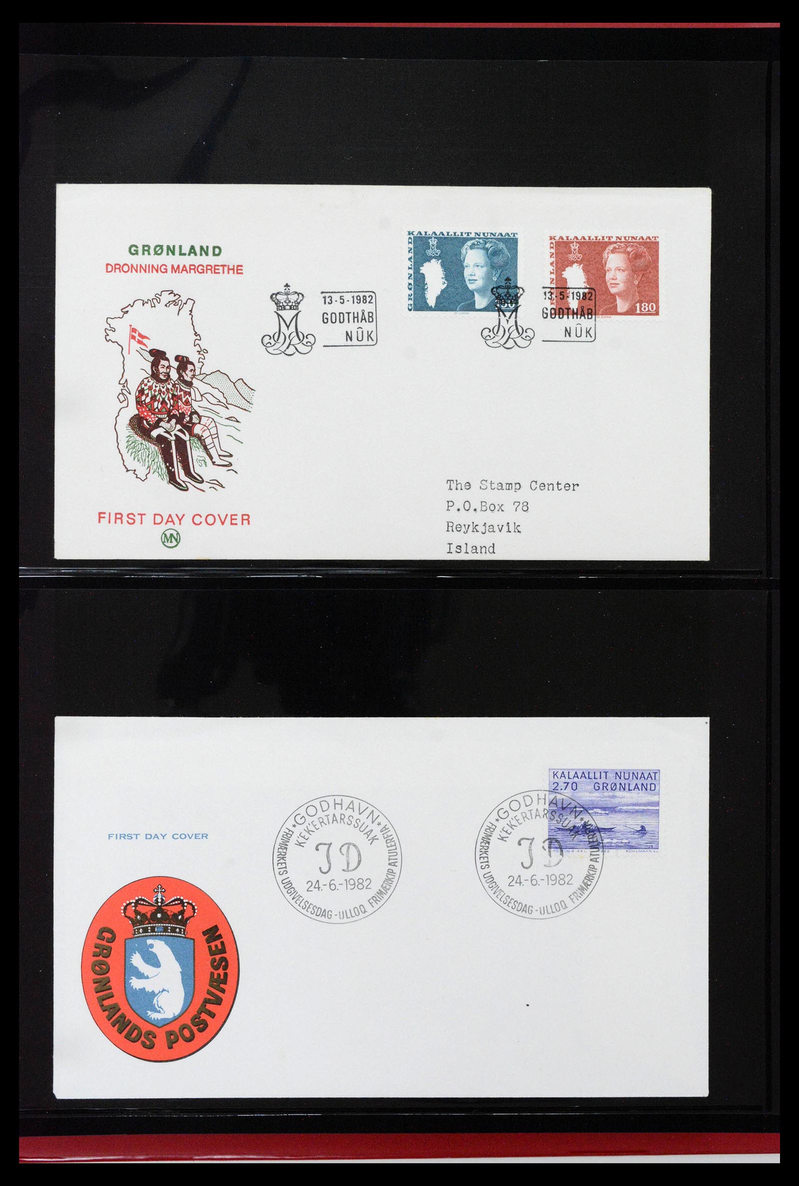 38824 0041 - Postzegelverzameling 38824 Groenland FDC's 1950-2017.
