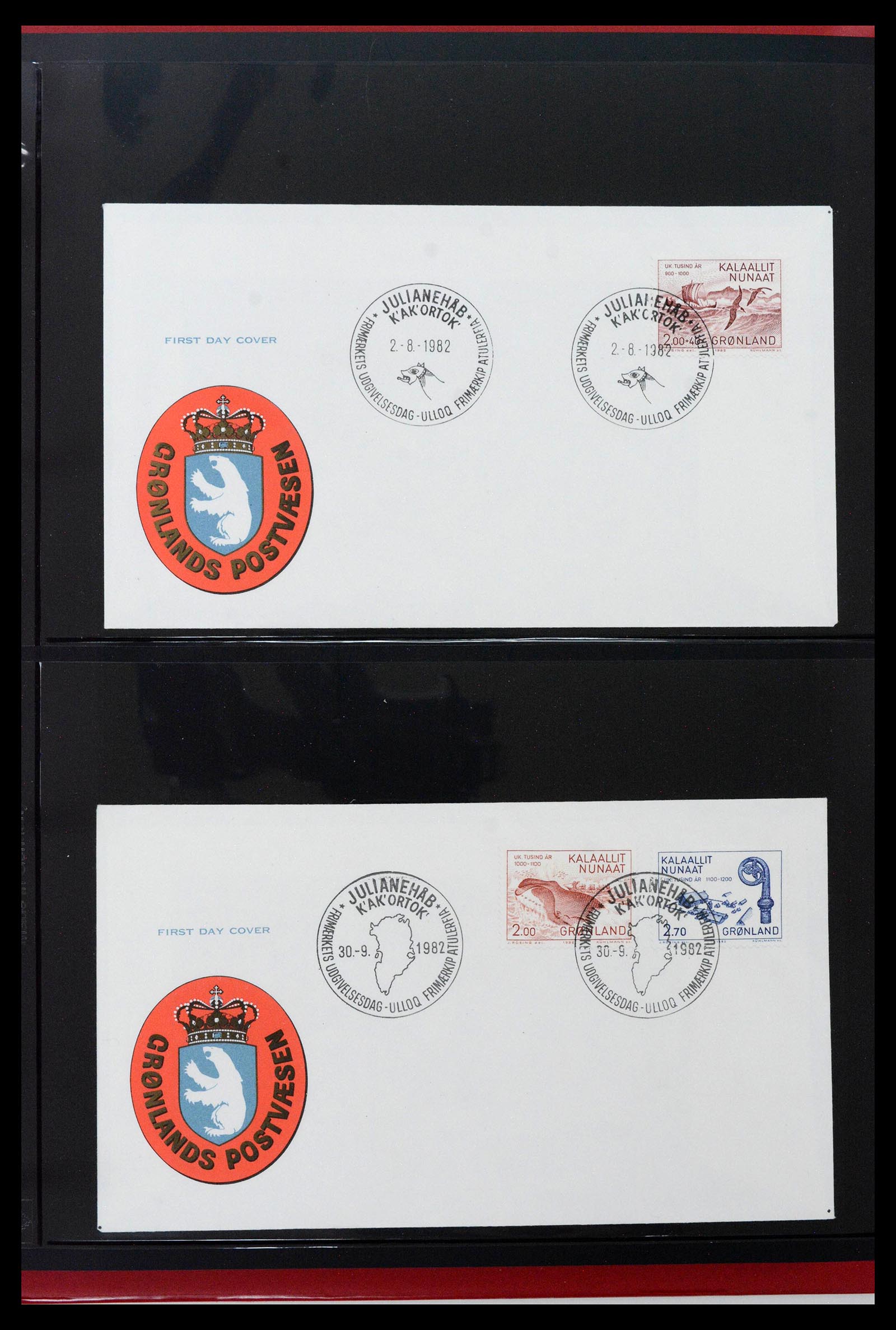 38824 0042 - Postzegelverzameling 38824 Groenland FDC's 1950-2017.