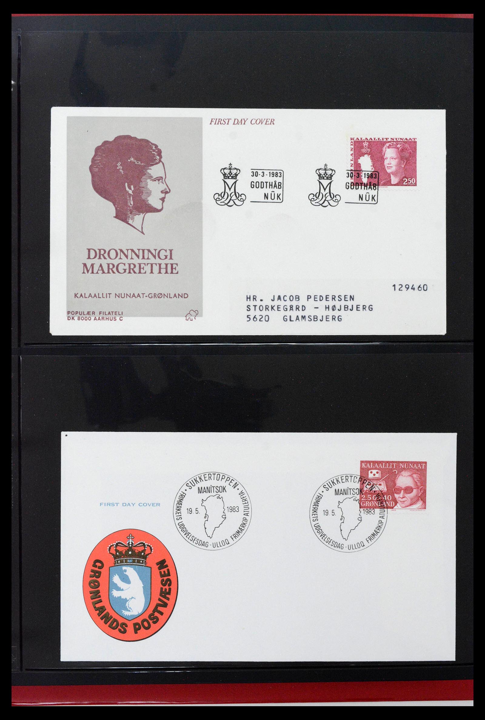 38824 0044 - Postzegelverzameling 38824 Groenland FDC's 1950-2017.