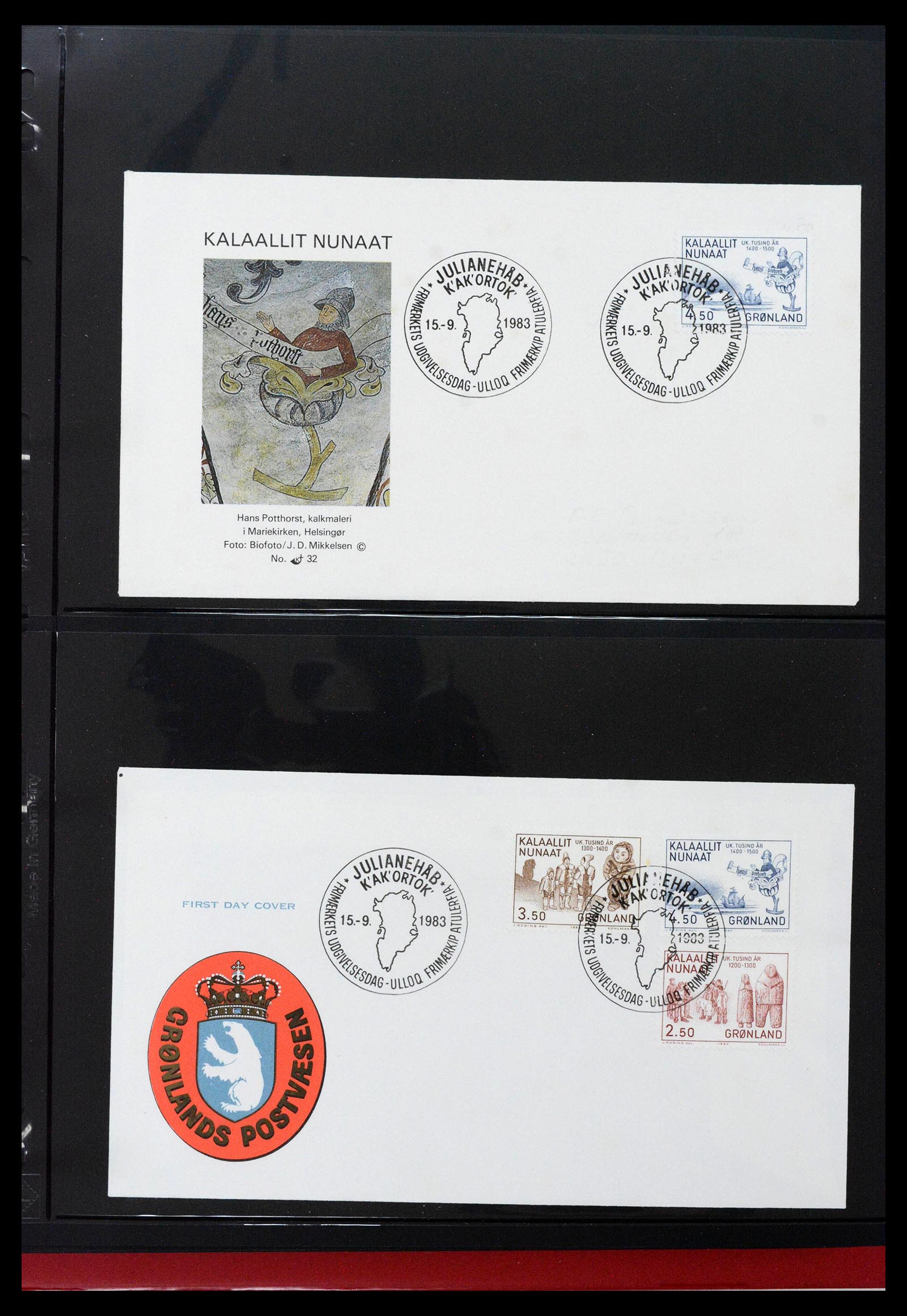 38824 0046 - Postzegelverzameling 38824 Groenland FDC's 1950-2017.