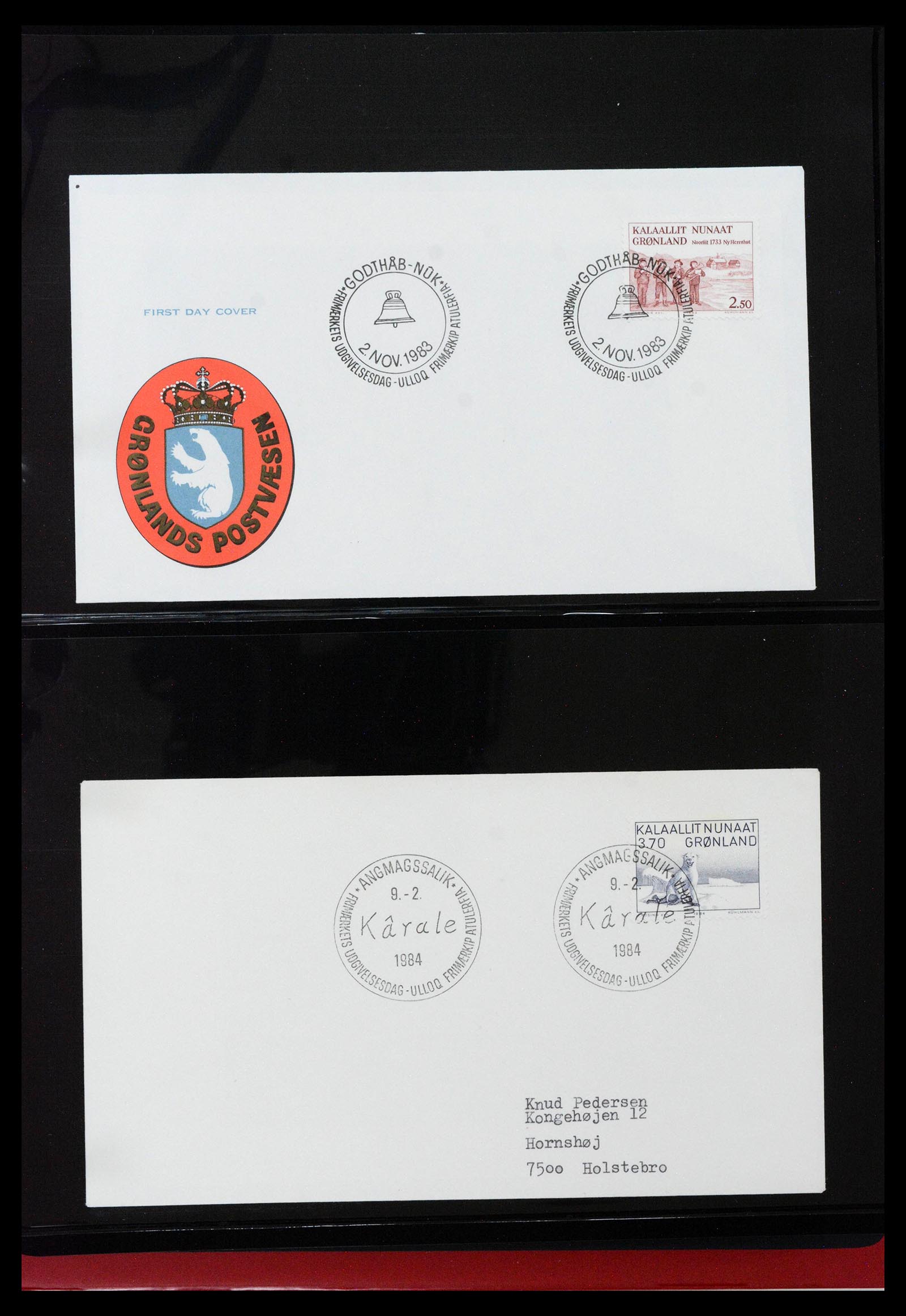 38824 0047 - Postzegelverzameling 38824 Groenland FDC's 1950-2017.