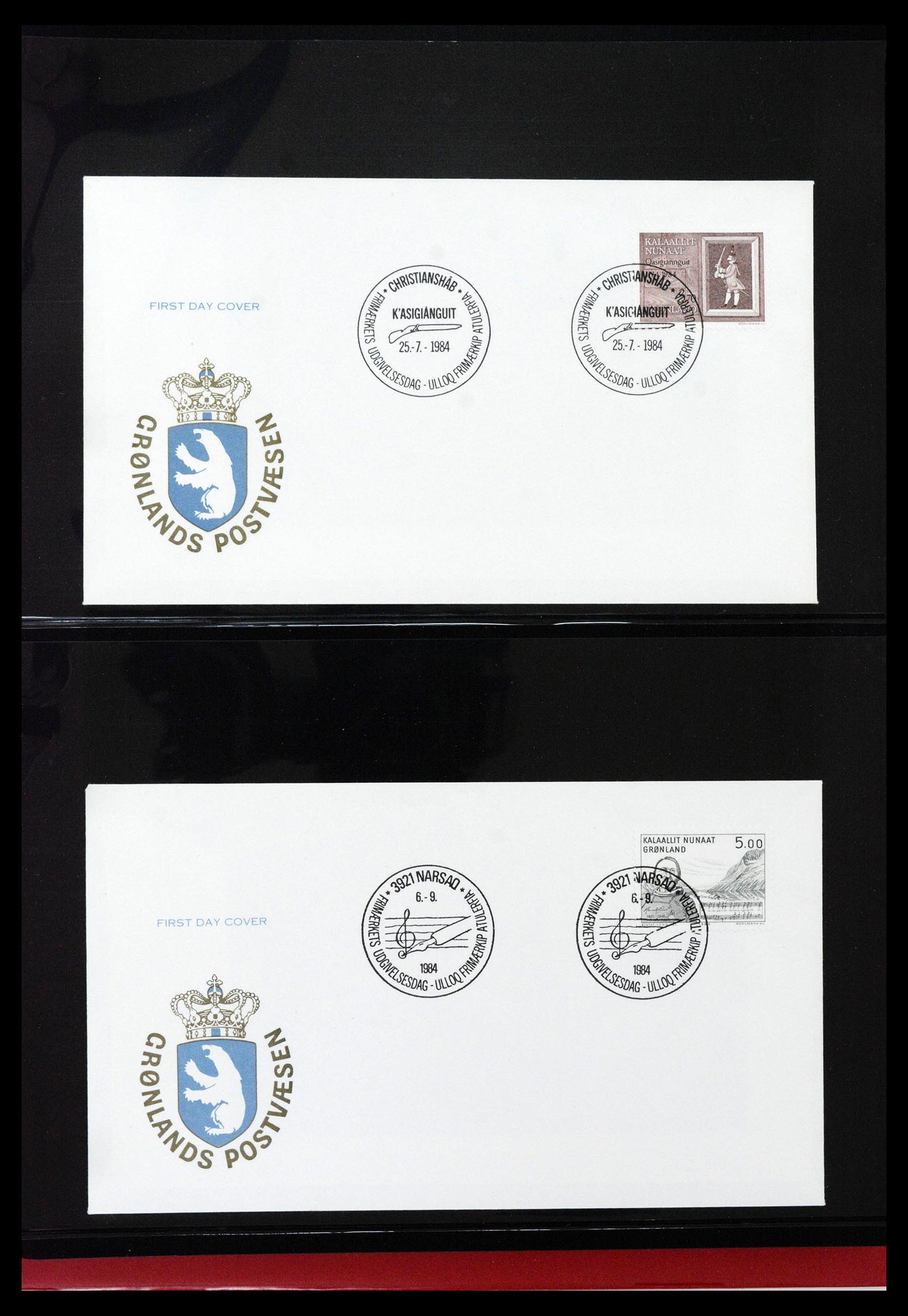 38824 0049 - Postzegelverzameling 38824 Groenland FDC's 1950-2017.