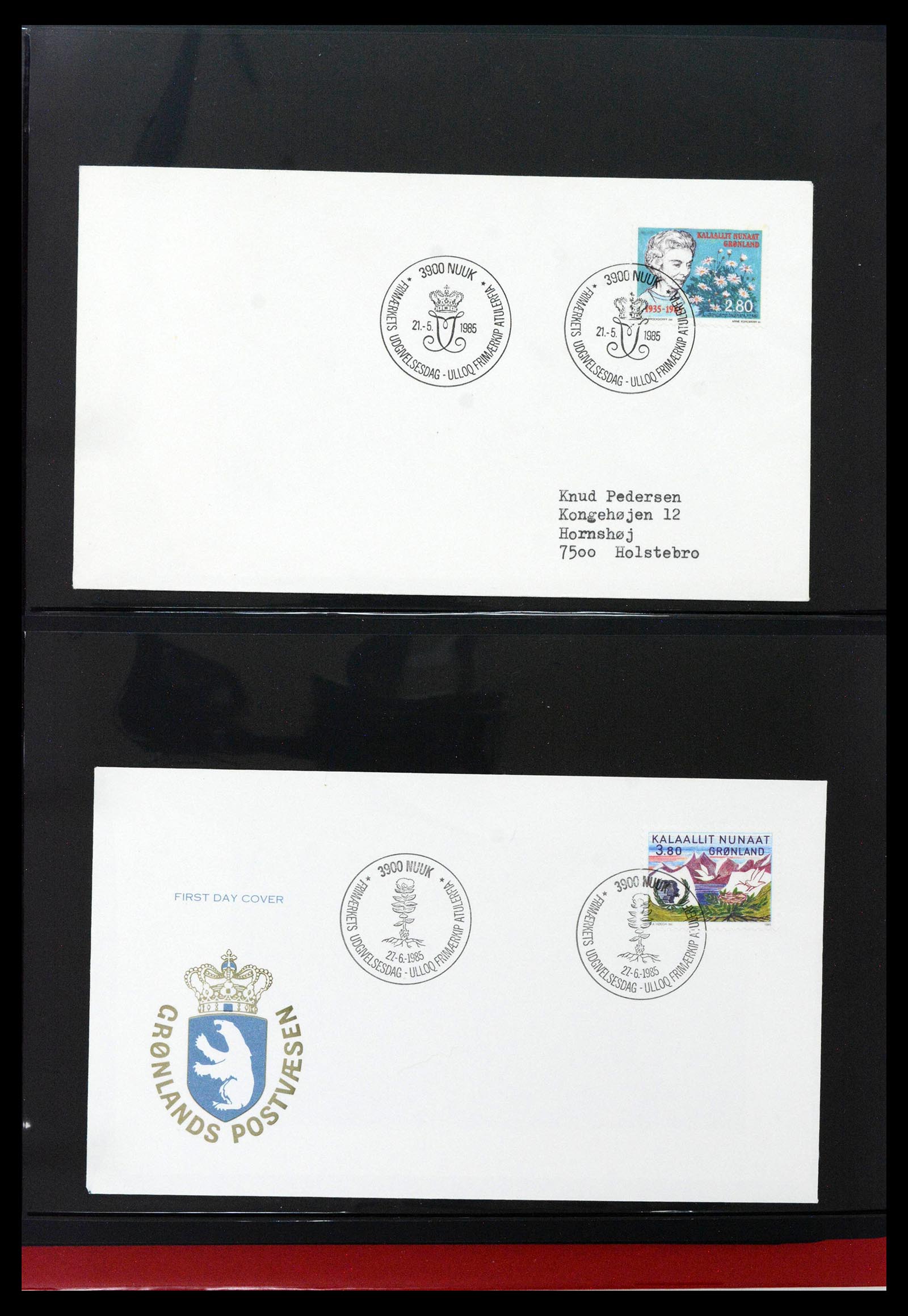 38824 0052 - Postzegelverzameling 38824 Groenland FDC's 1950-2017.