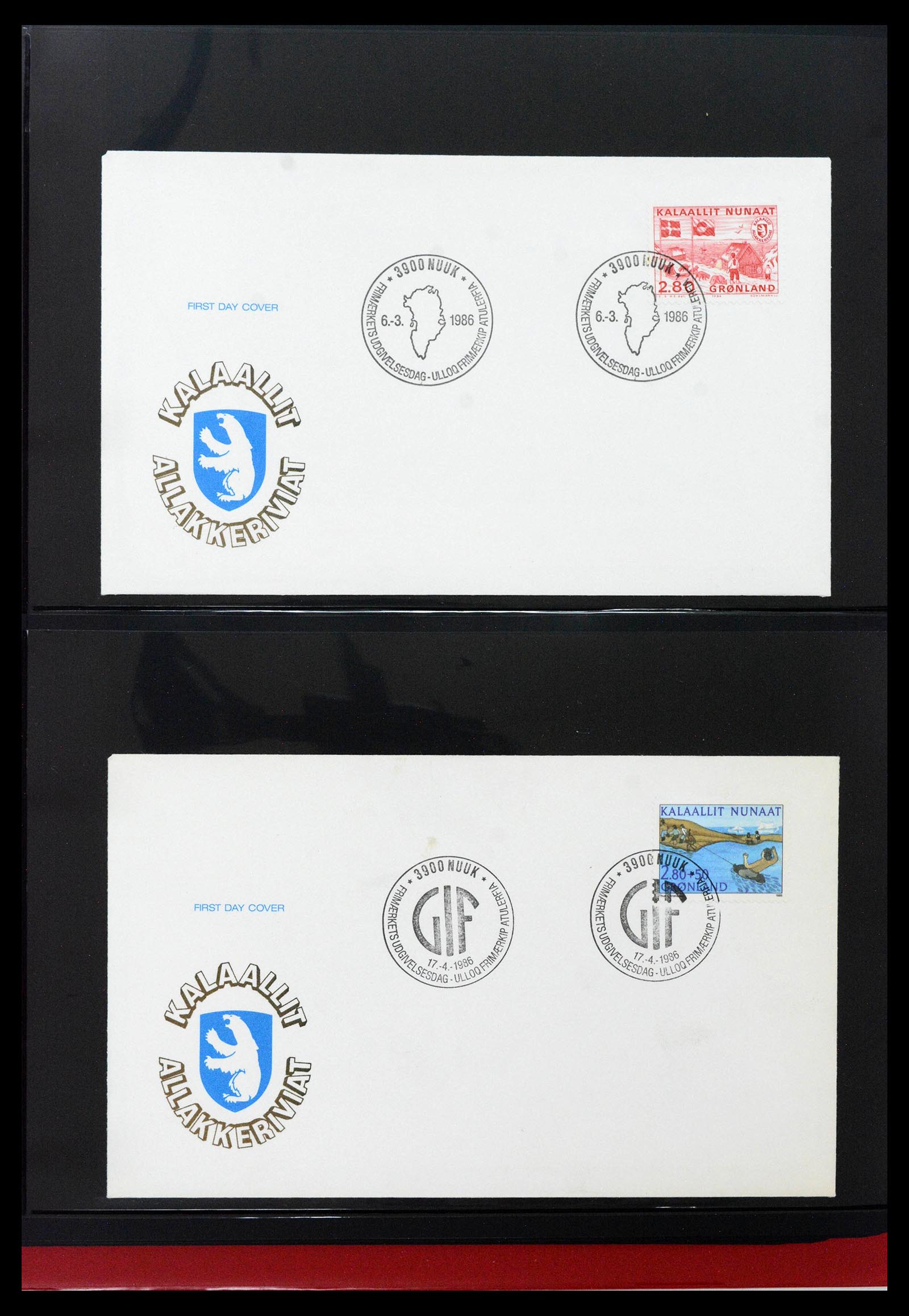 38824 0054 - Postzegelverzameling 38824 Groenland FDC's 1950-2017.
