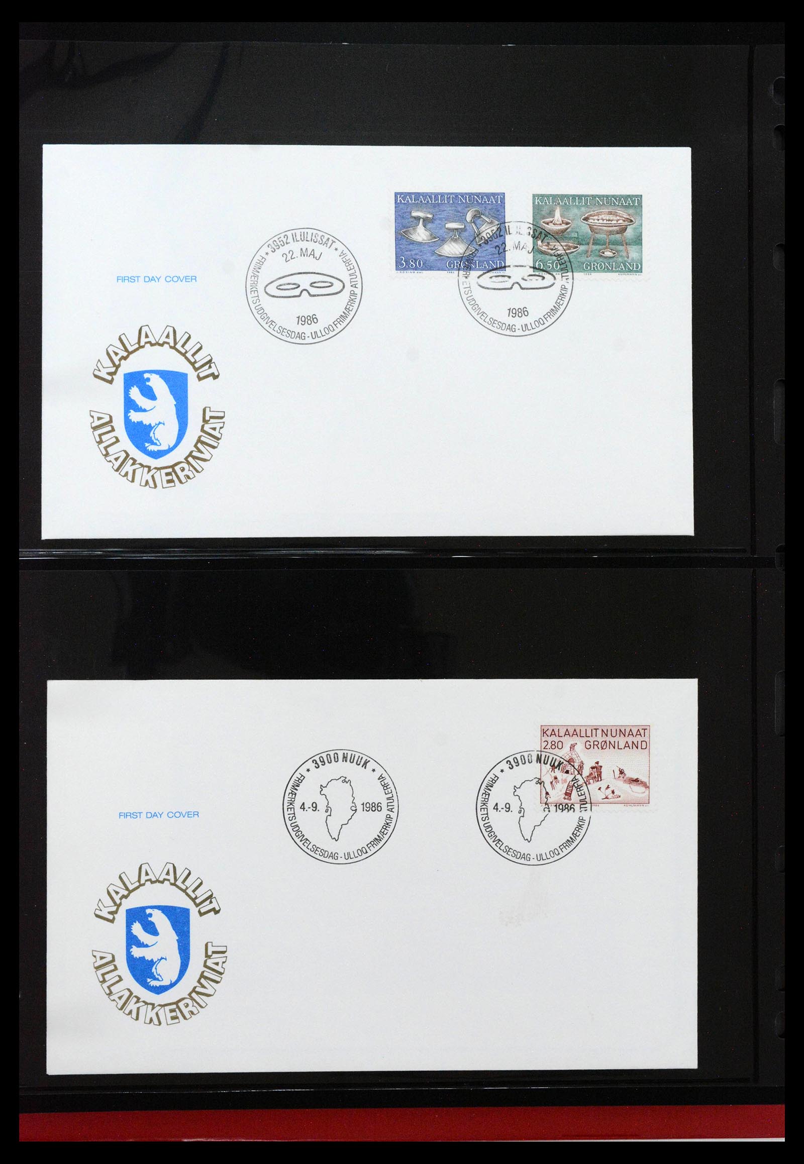 38824 0055 - Postzegelverzameling 38824 Groenland FDC's 1950-2017.