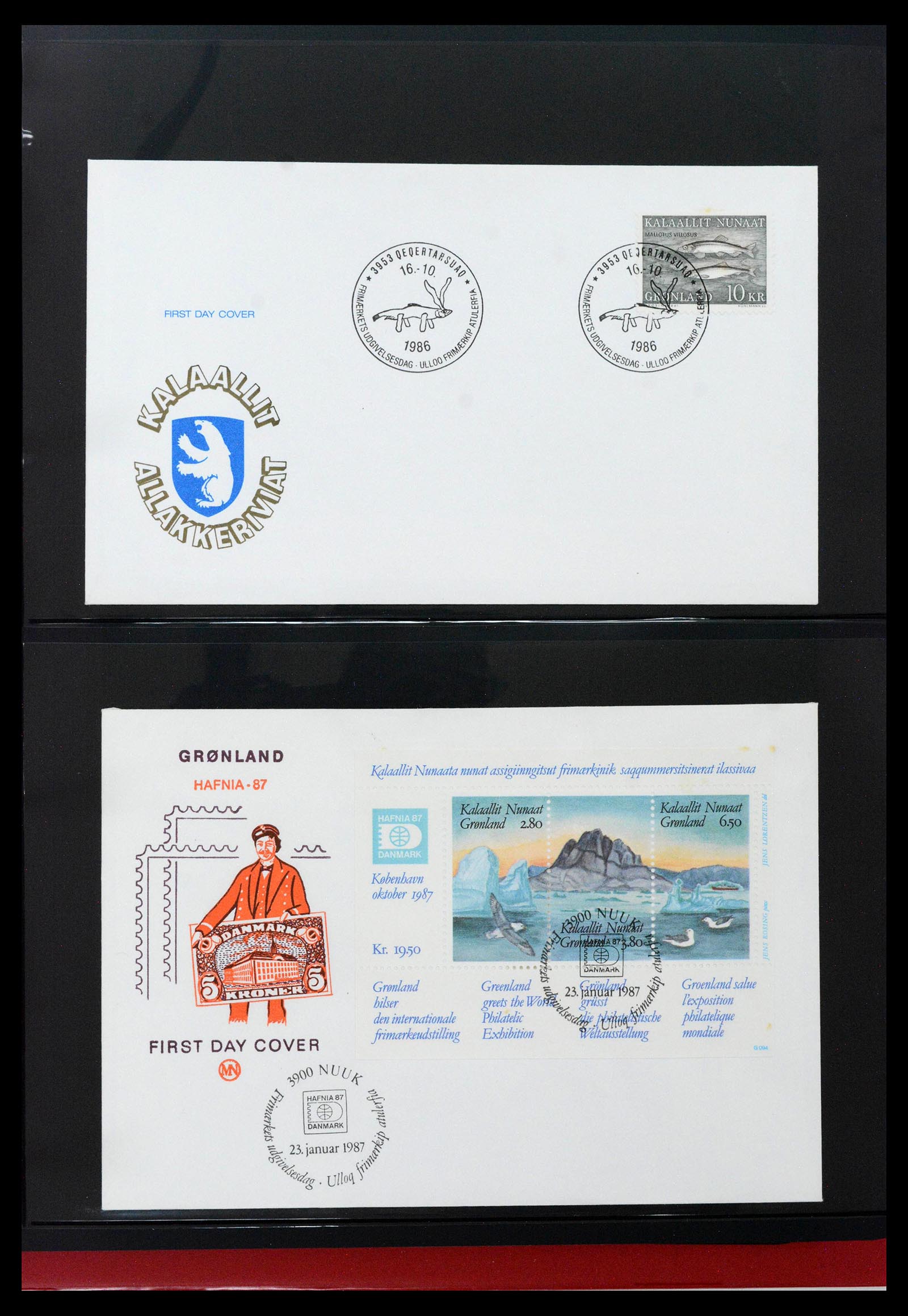 38824 0056 - Postzegelverzameling 38824 Groenland FDC's 1950-2017.