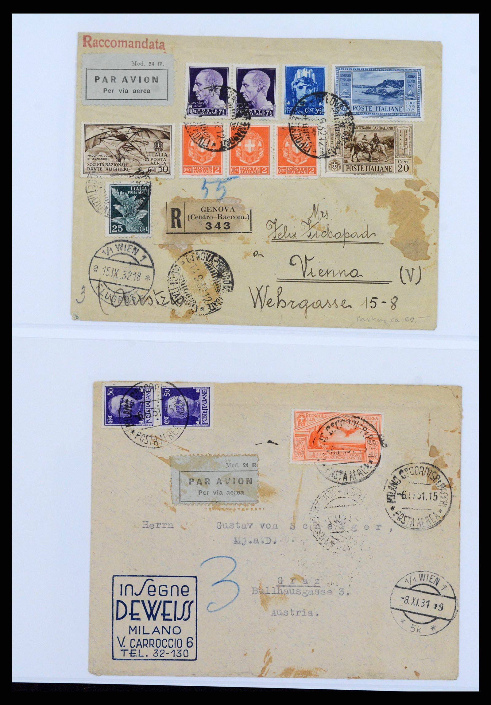 38872 0002 - Stamp collection 38872 Italy airmail covers 1930-1943.