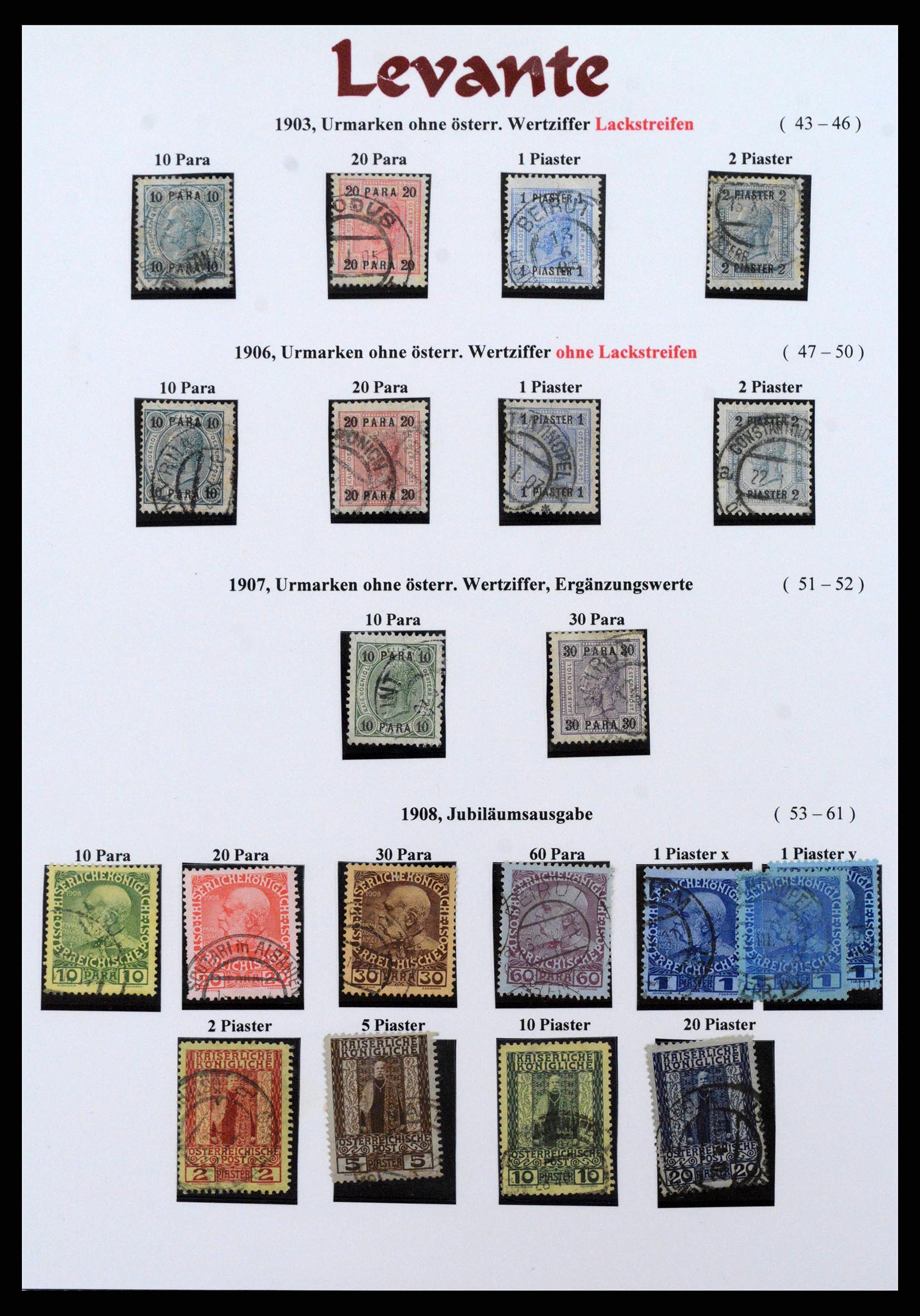 38873 0008 - Postzegelverzameling 38873 Oostenrijks Levant 1863-1914.