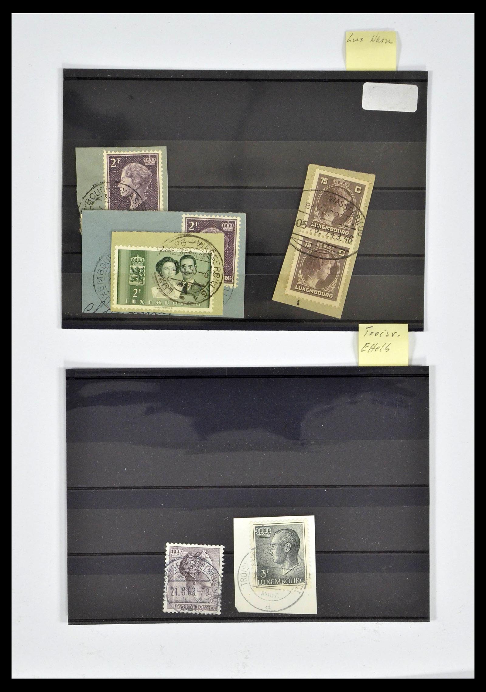38876 0009 - Postzegelverzameling 38876 Luxemburg treinstempels 1890-1950.