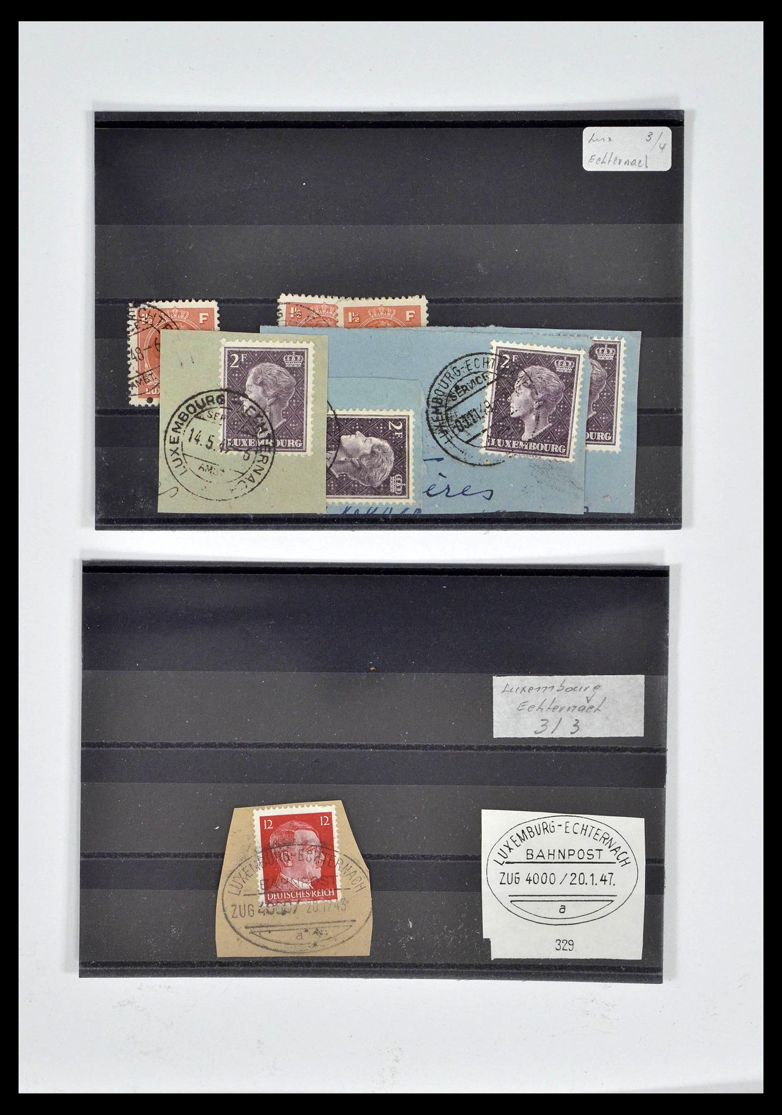 38876 0012 - Postzegelverzameling 38876 Luxemburg treinstempels 1890-1950.