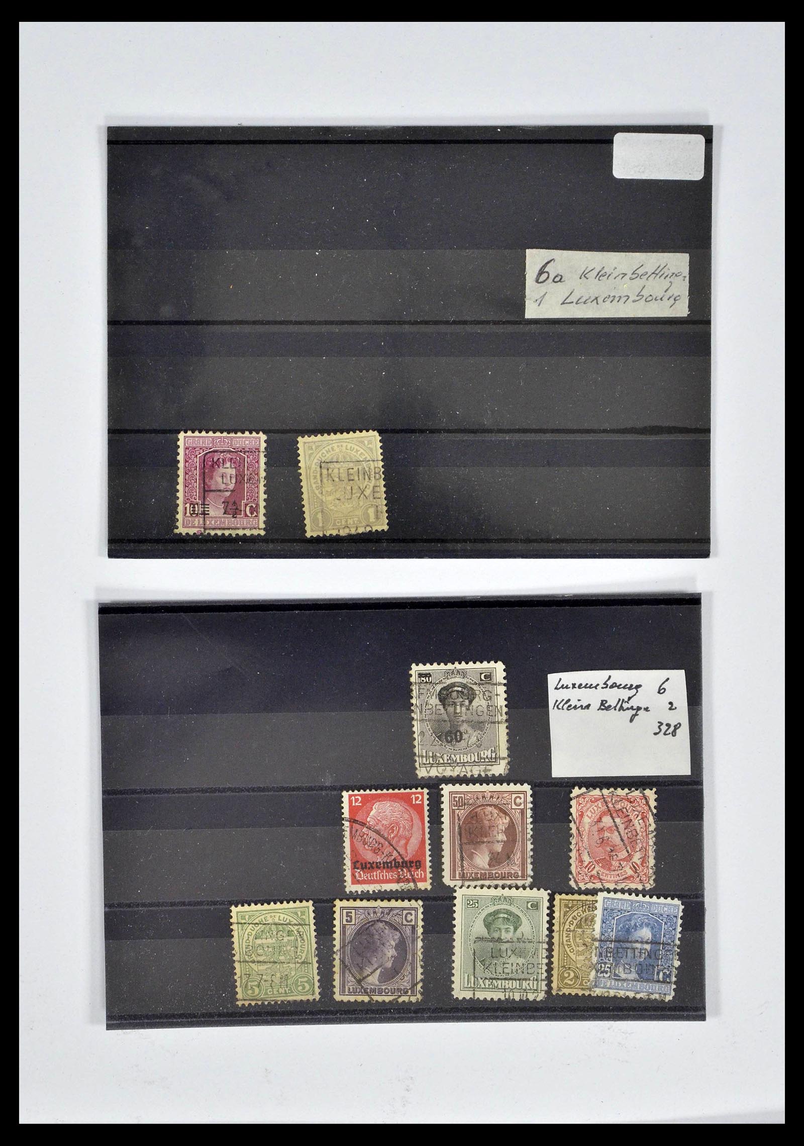 38876 0014 - Postzegelverzameling 38876 Luxemburg treinstempels 1890-1950.
