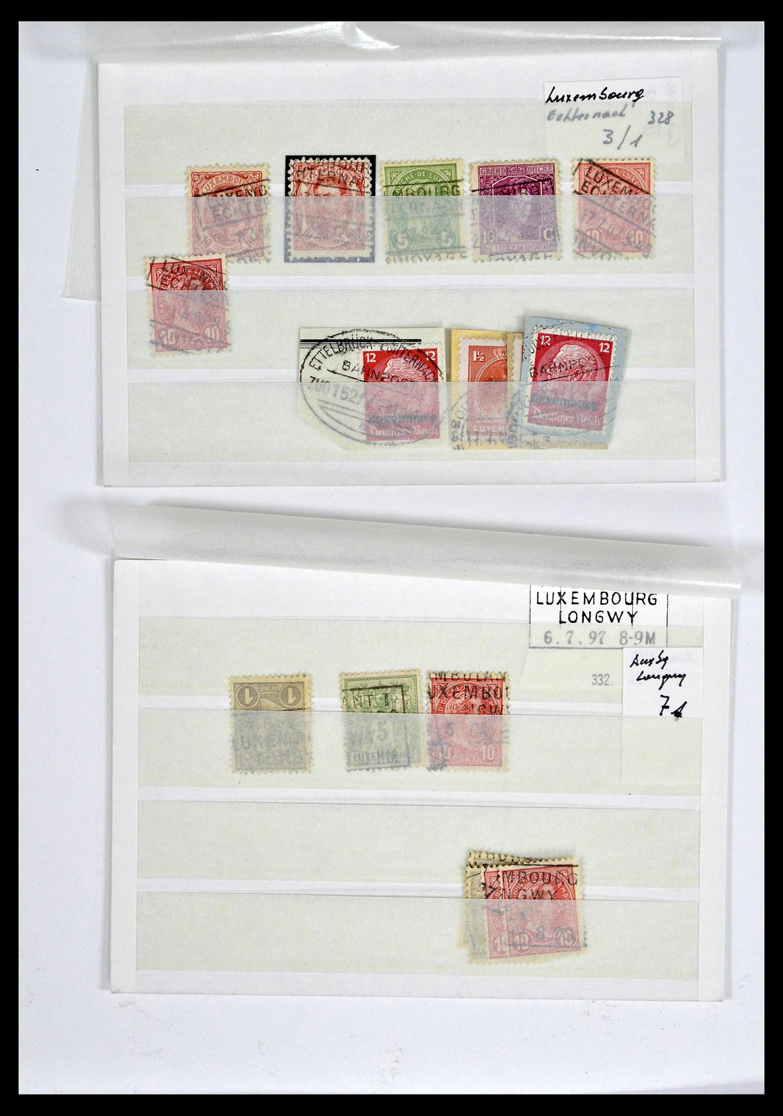 38876 0015 - Postzegelverzameling 38876 Luxemburg treinstempels 1890-1950.