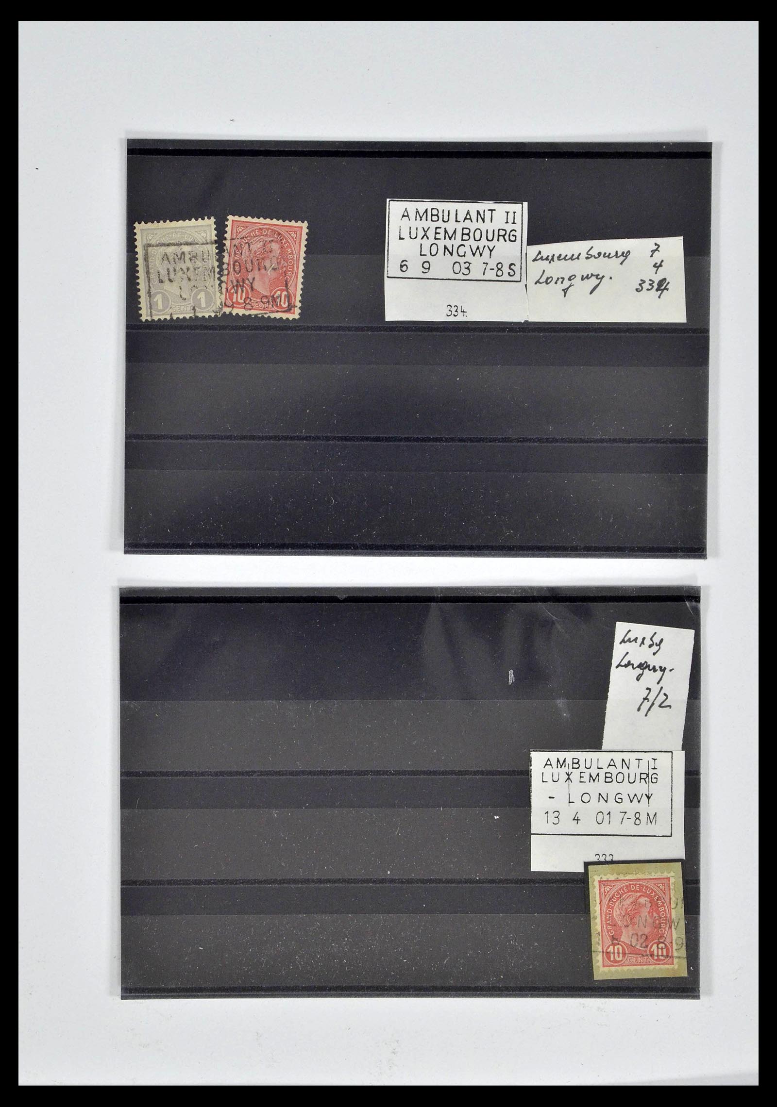 38876 0016 - Postzegelverzameling 38876 Luxemburg treinstempels 1890-1950.