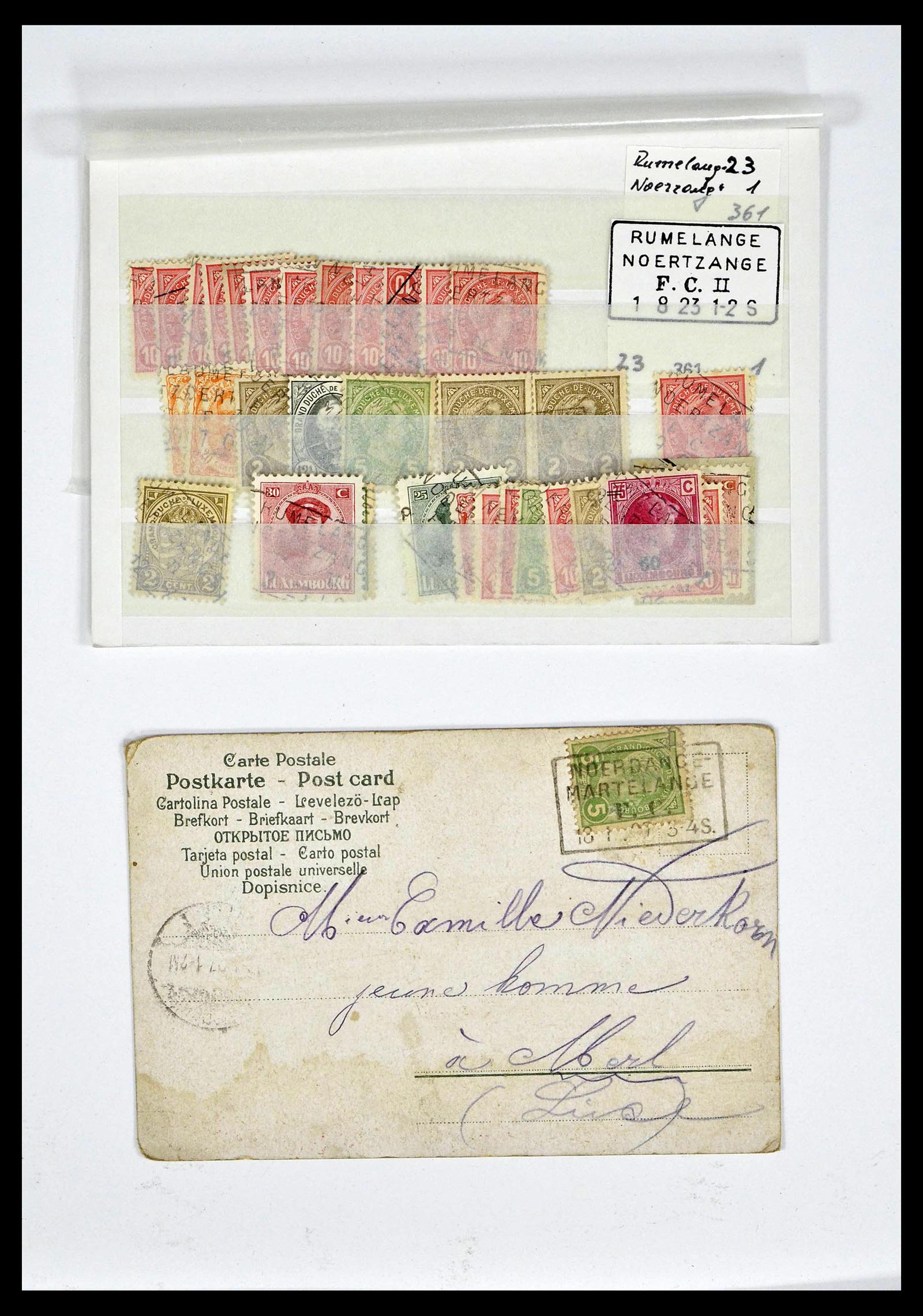 38876 0027 - Postzegelverzameling 38876 Luxemburg treinstempels 1890-1950.