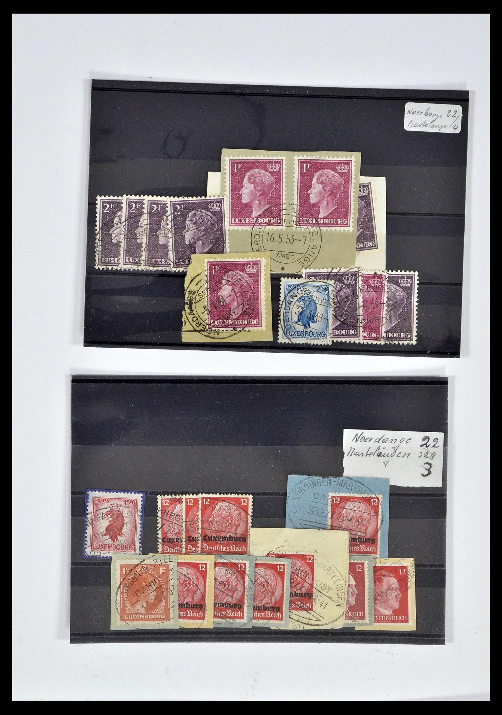 38876 0035 - Postzegelverzameling 38876 Luxemburg treinstempels 1890-1950.