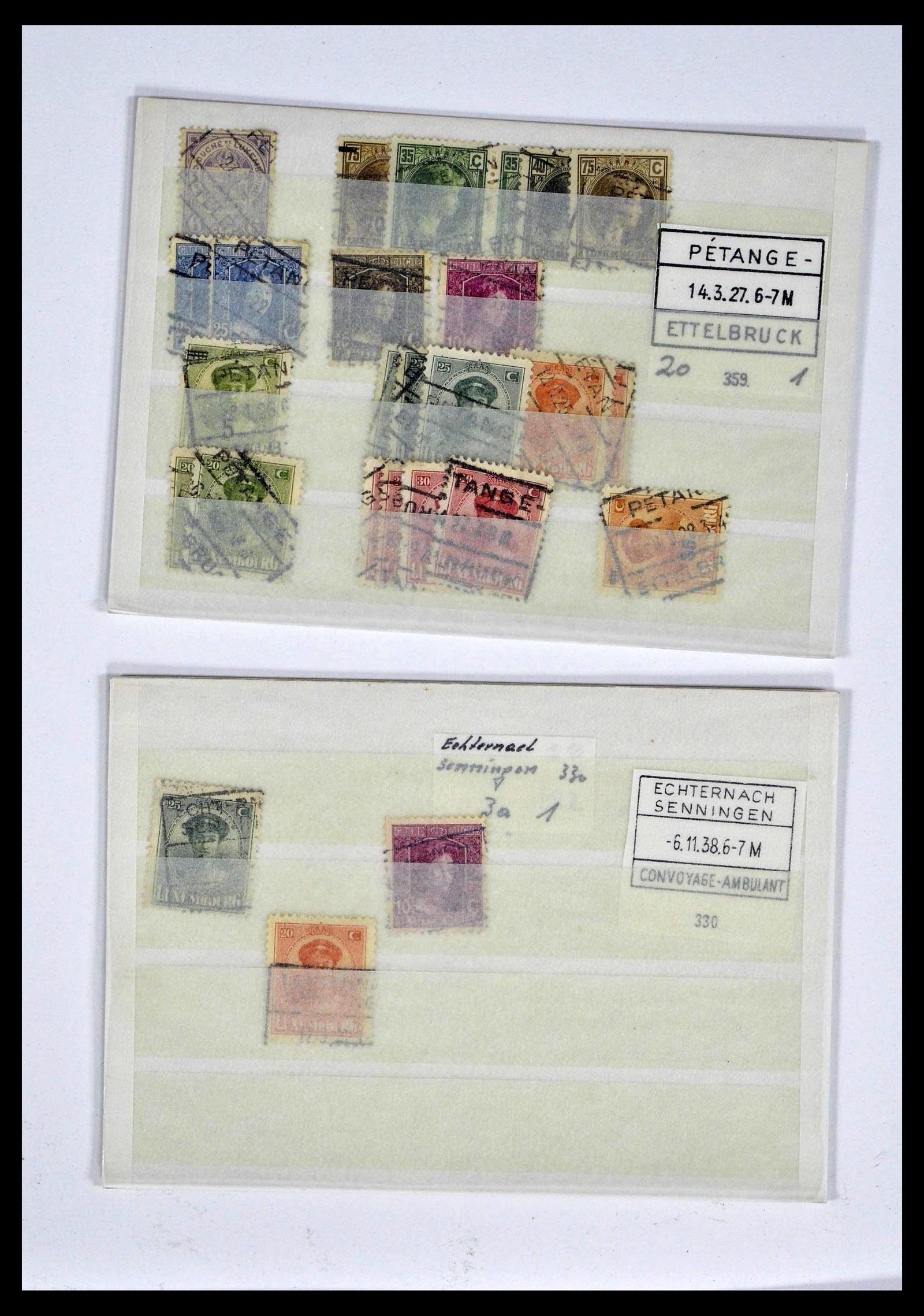 38876 0037 - Postzegelverzameling 38876 Luxemburg treinstempels 1890-1950.