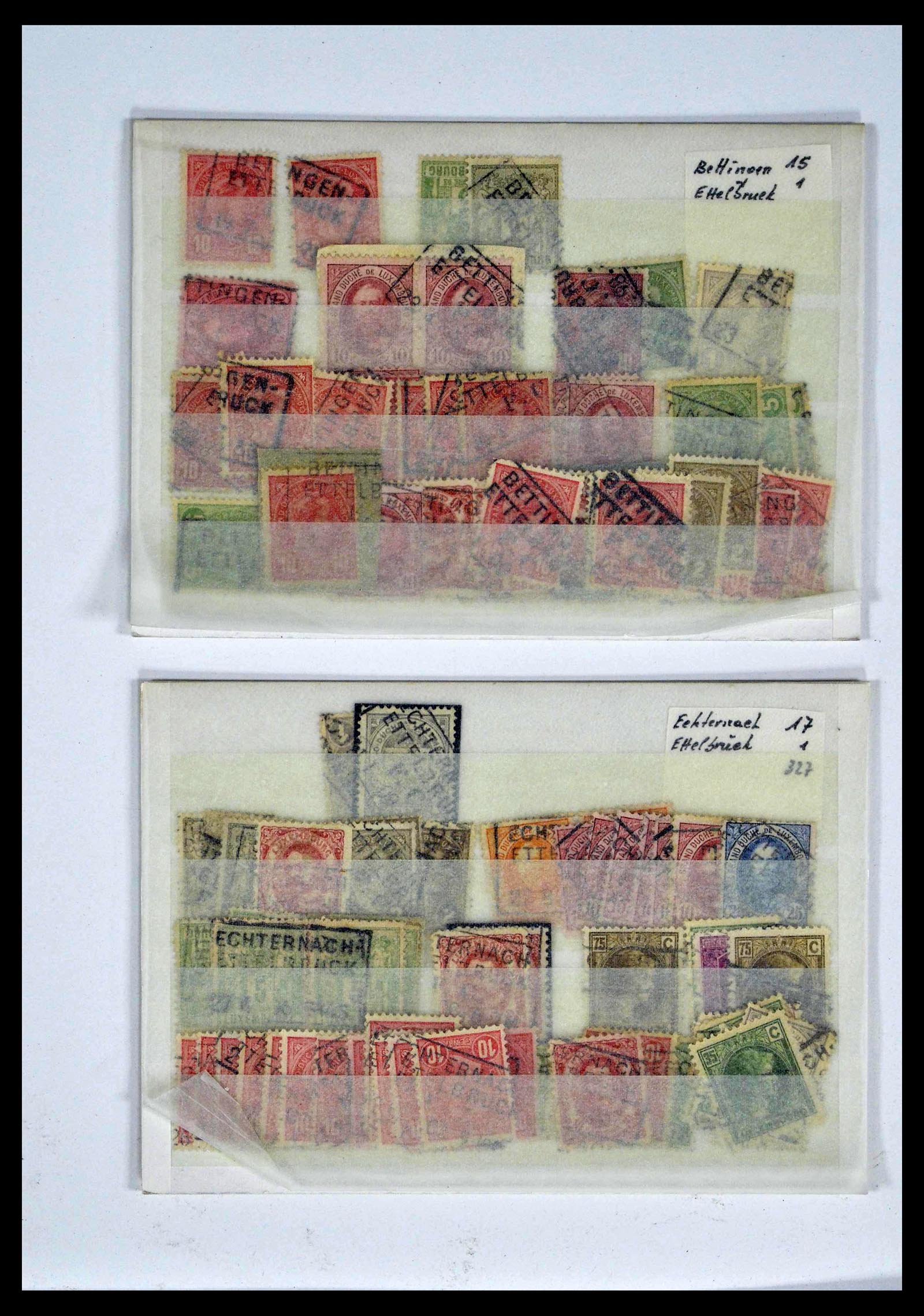 38876 0043 - Postzegelverzameling 38876 Luxemburg treinstempels 1890-1950.