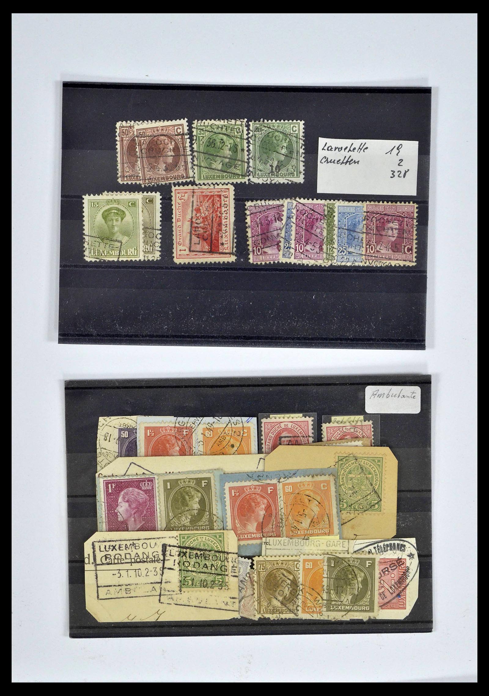38876 0045 - Postzegelverzameling 38876 Luxemburg treinstempels 1890-1950.