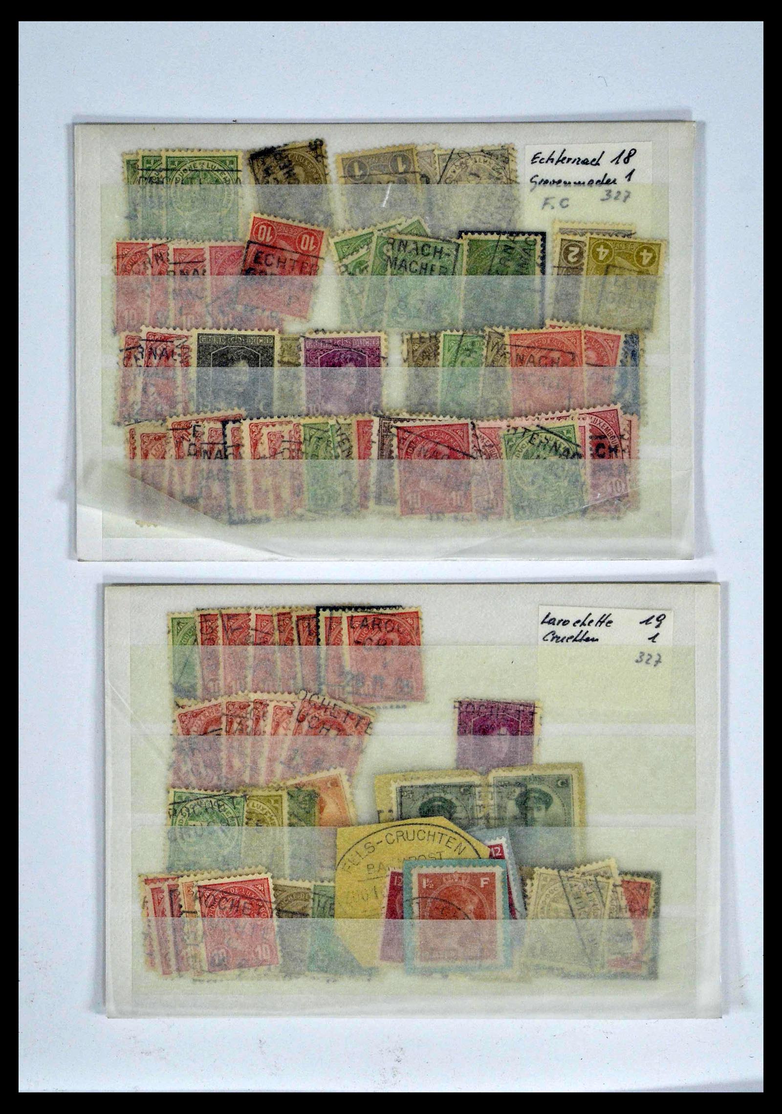 38876 0046 - Postzegelverzameling 38876 Luxemburg treinstempels 1890-1950.