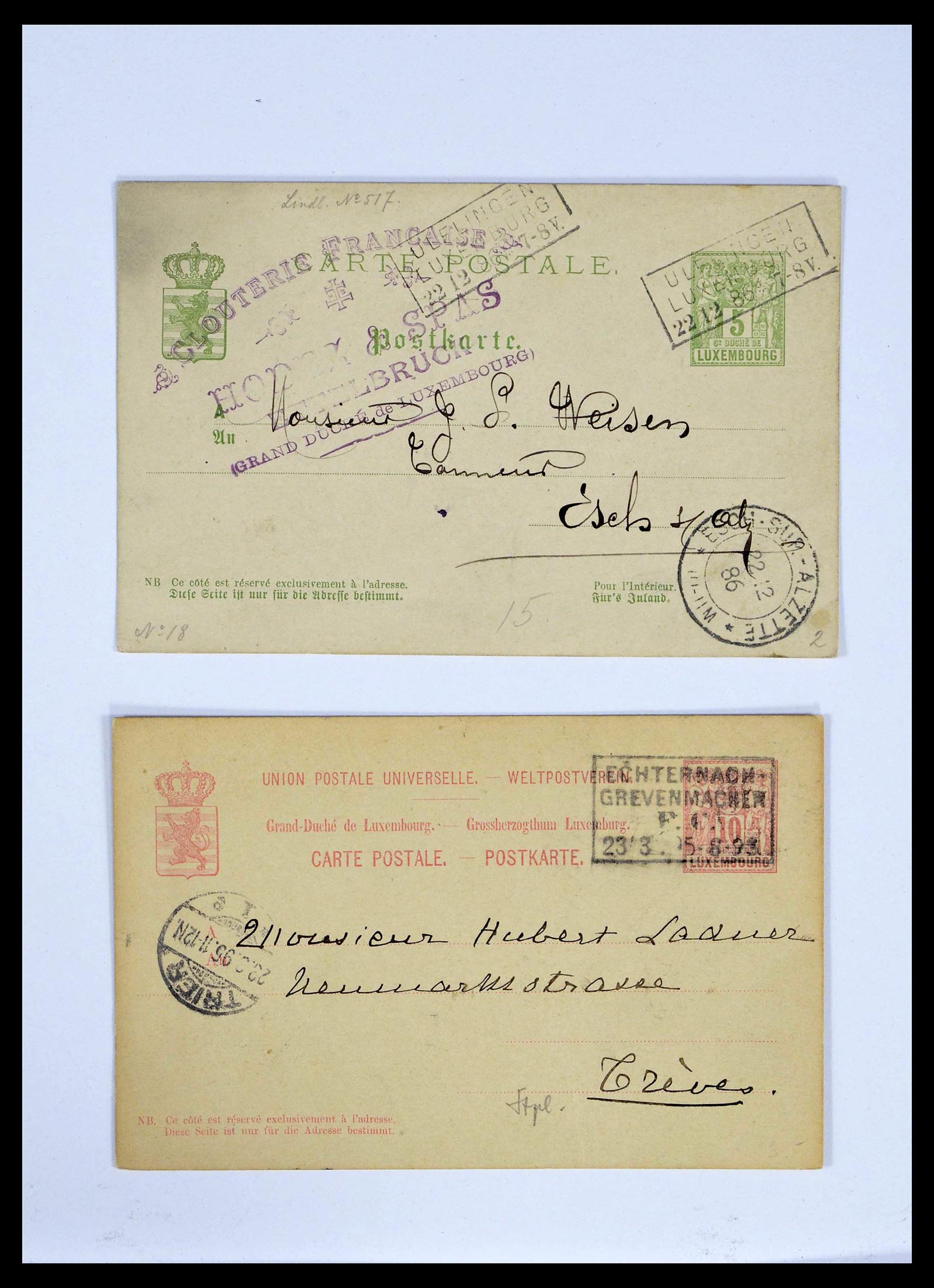 38876 0063 - Stamp collection 38876 Luxembourg train cancels 1890-1950.