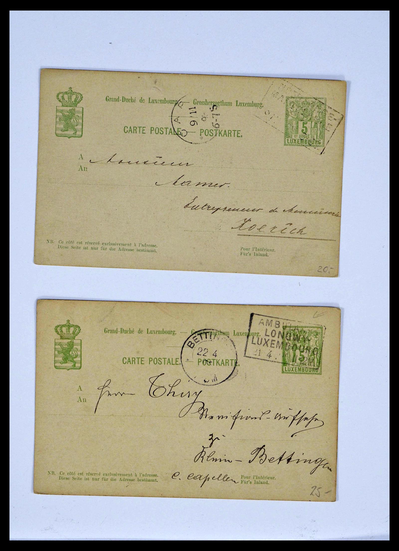 38876 0080 - Stamp collection 38876 Luxembourg train cancels 1890-1950.