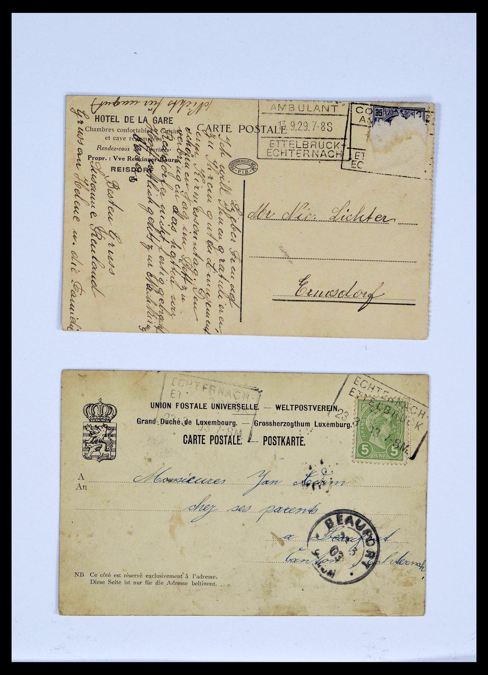 38876 0081 - Stamp collection 38876 Luxembourg train cancels 1890-1950.