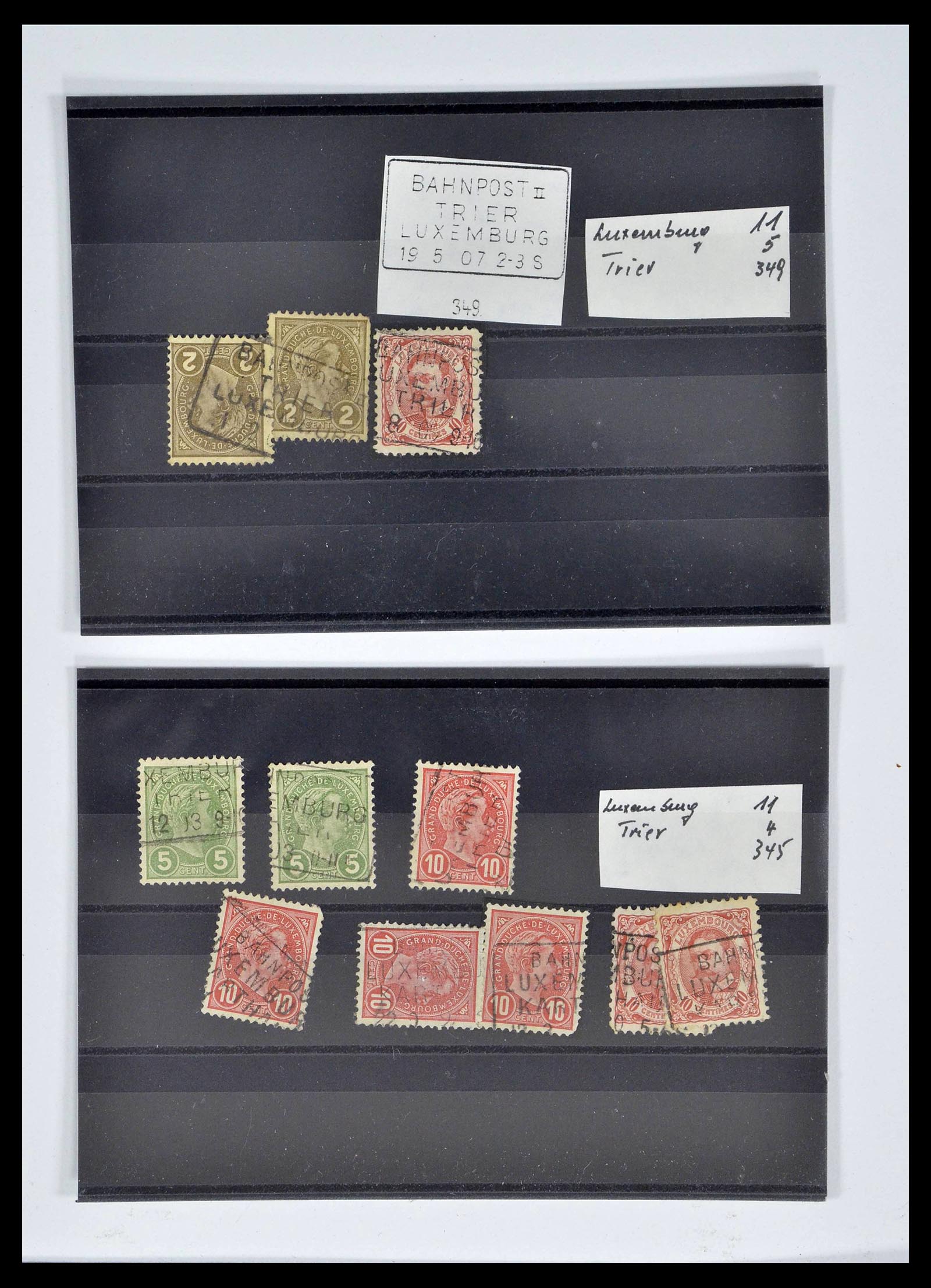 38876 0100 - Stamp collection 38876 Luxembourg train cancels 1890-1950.