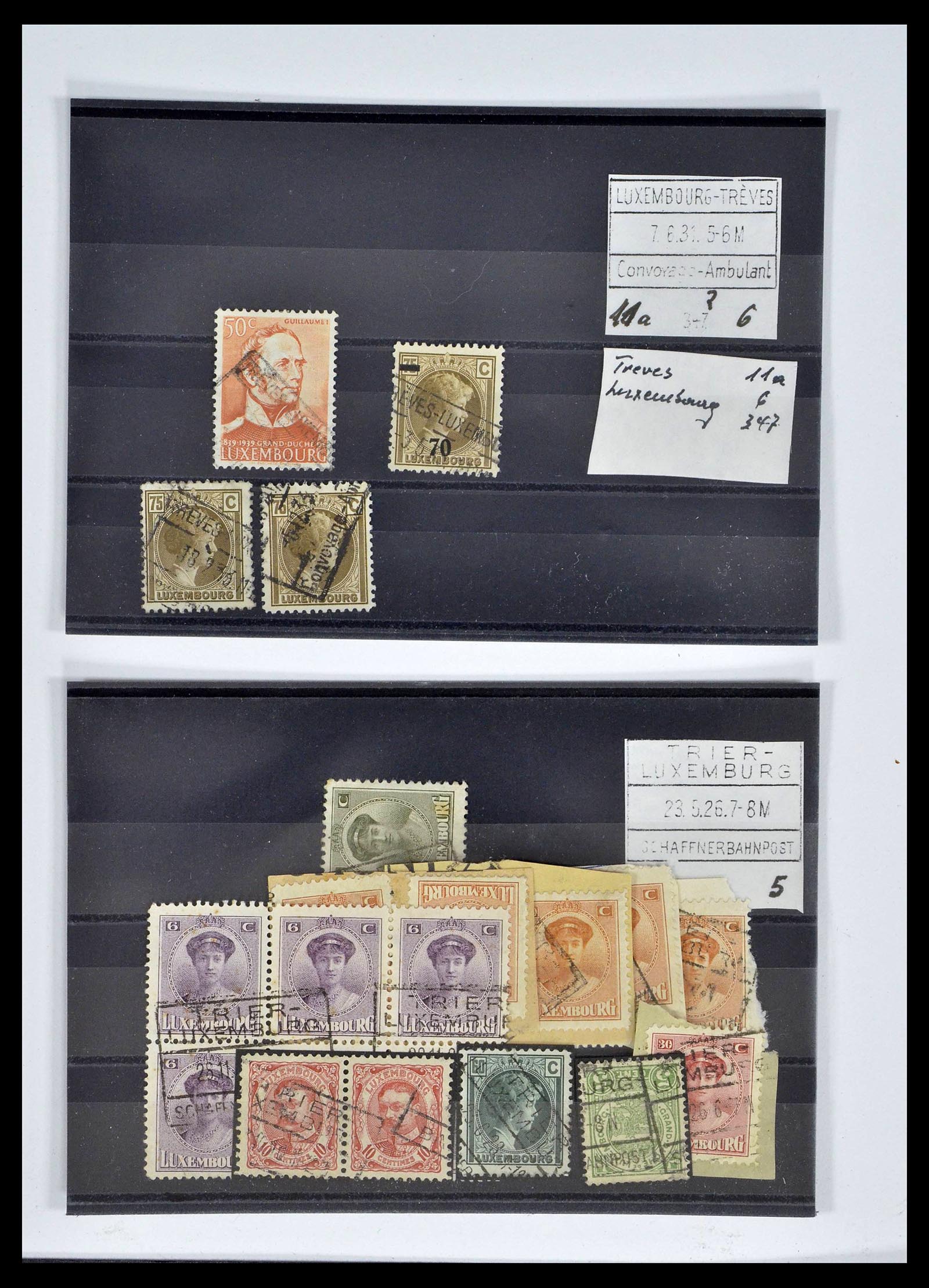 38876 0104 - Postzegelverzameling 38876 Luxemburg treinstempels 1890-1950.