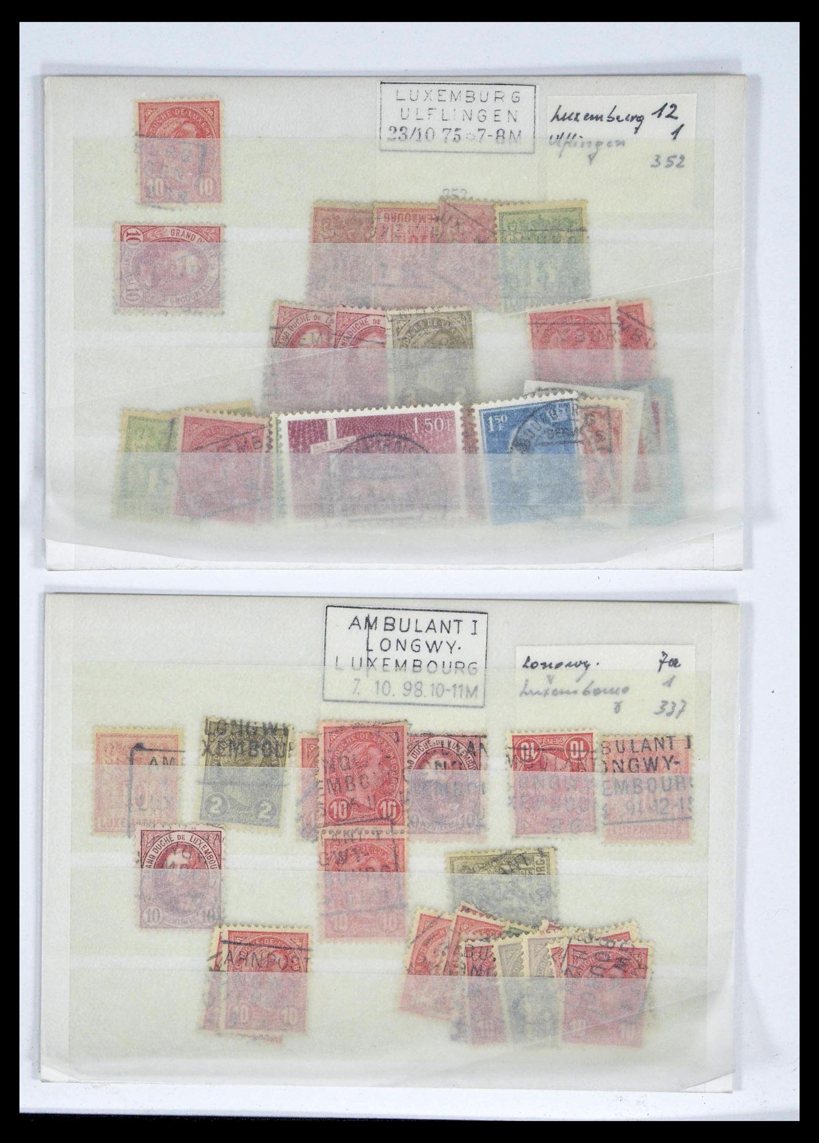 38876 0106 - Postzegelverzameling 38876 Luxemburg treinstempels 1890-1950.