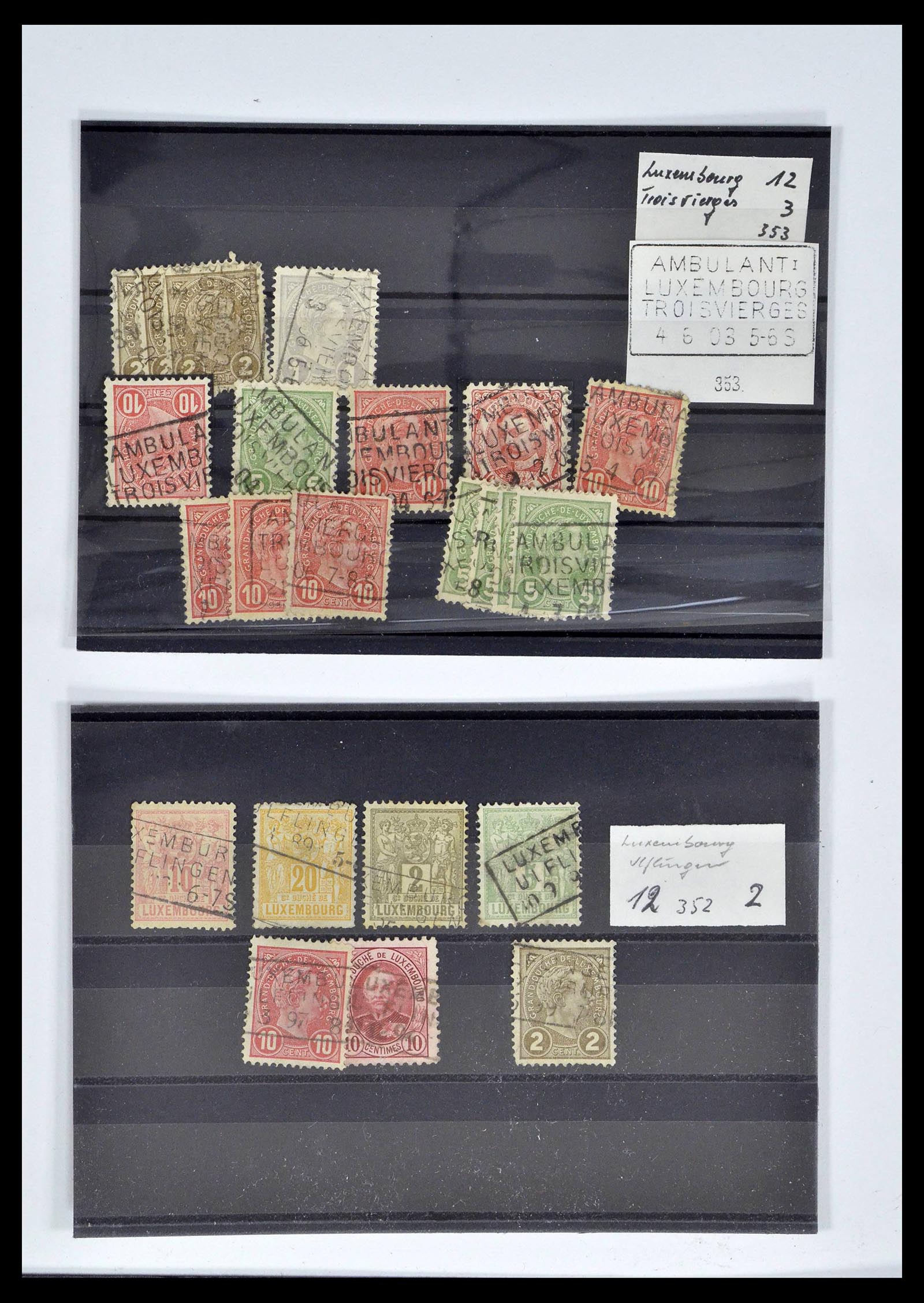 38876 0107 - Postzegelverzameling 38876 Luxemburg treinstempels 1890-1950.