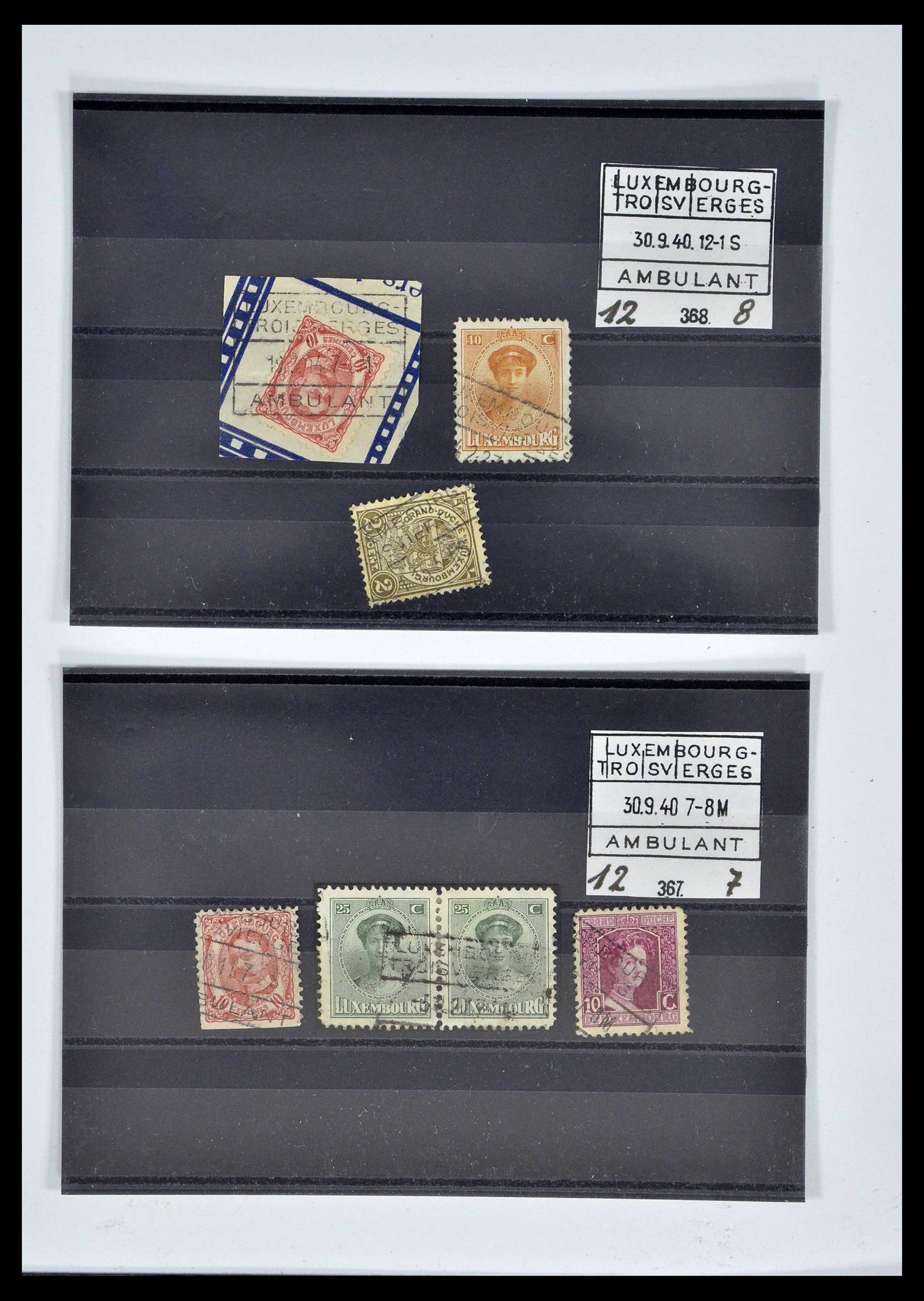 38876 0109 - Postzegelverzameling 38876 Luxemburg treinstempels 1890-1950.
