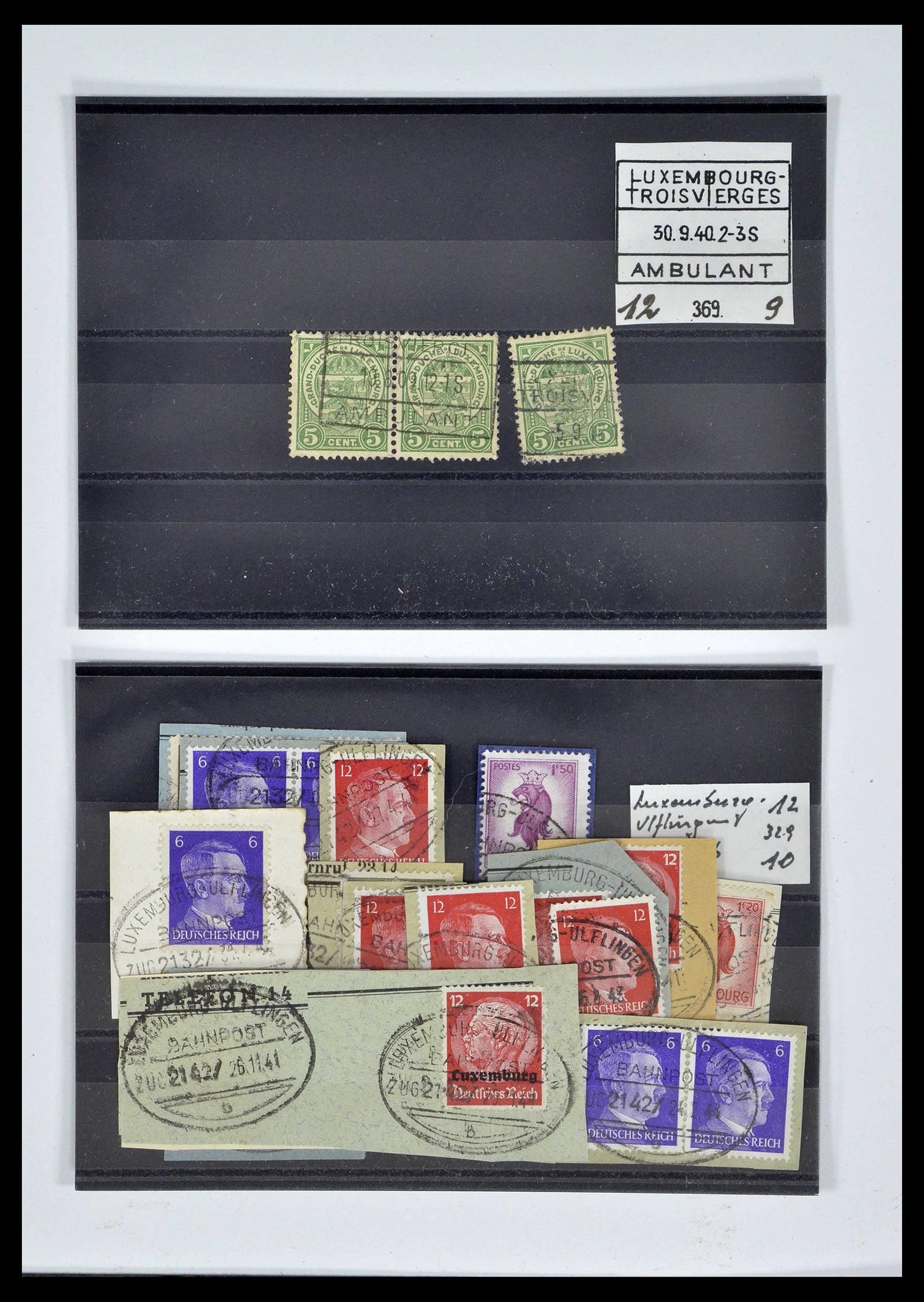 38876 0110 - Postzegelverzameling 38876 Luxemburg treinstempels 1890-1950.