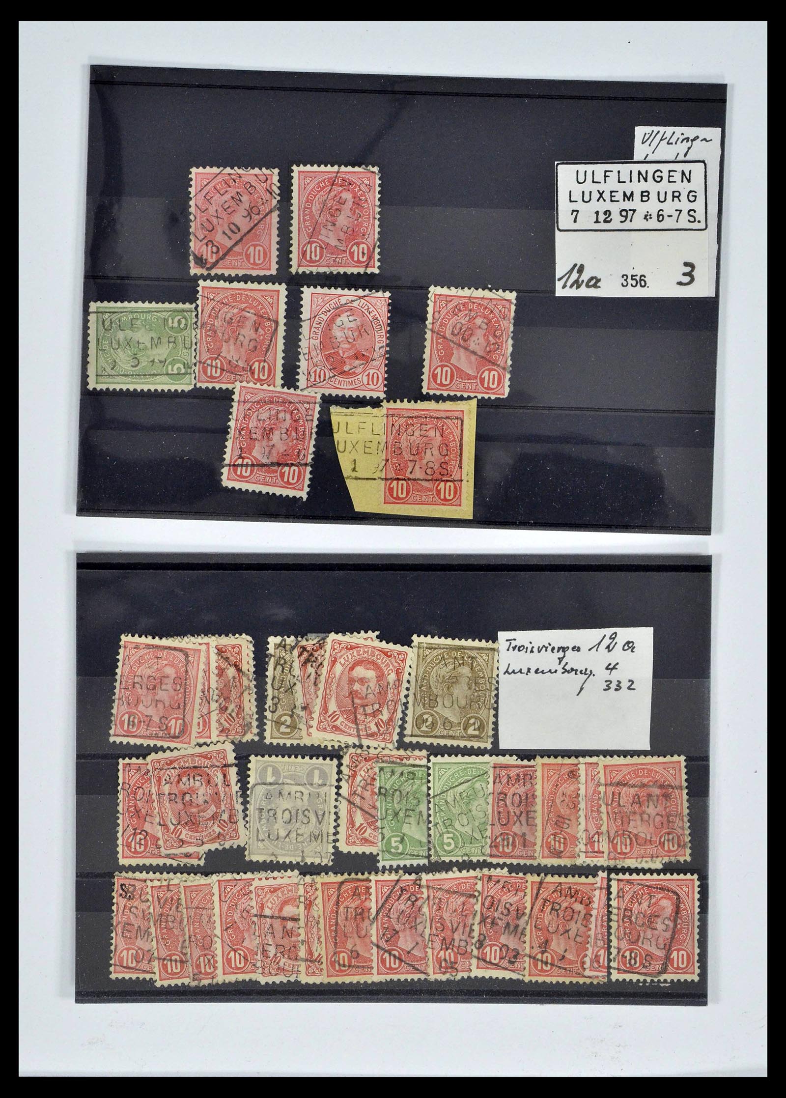 38876 0114 - Postzegelverzameling 38876 Luxemburg treinstempels 1890-1950.