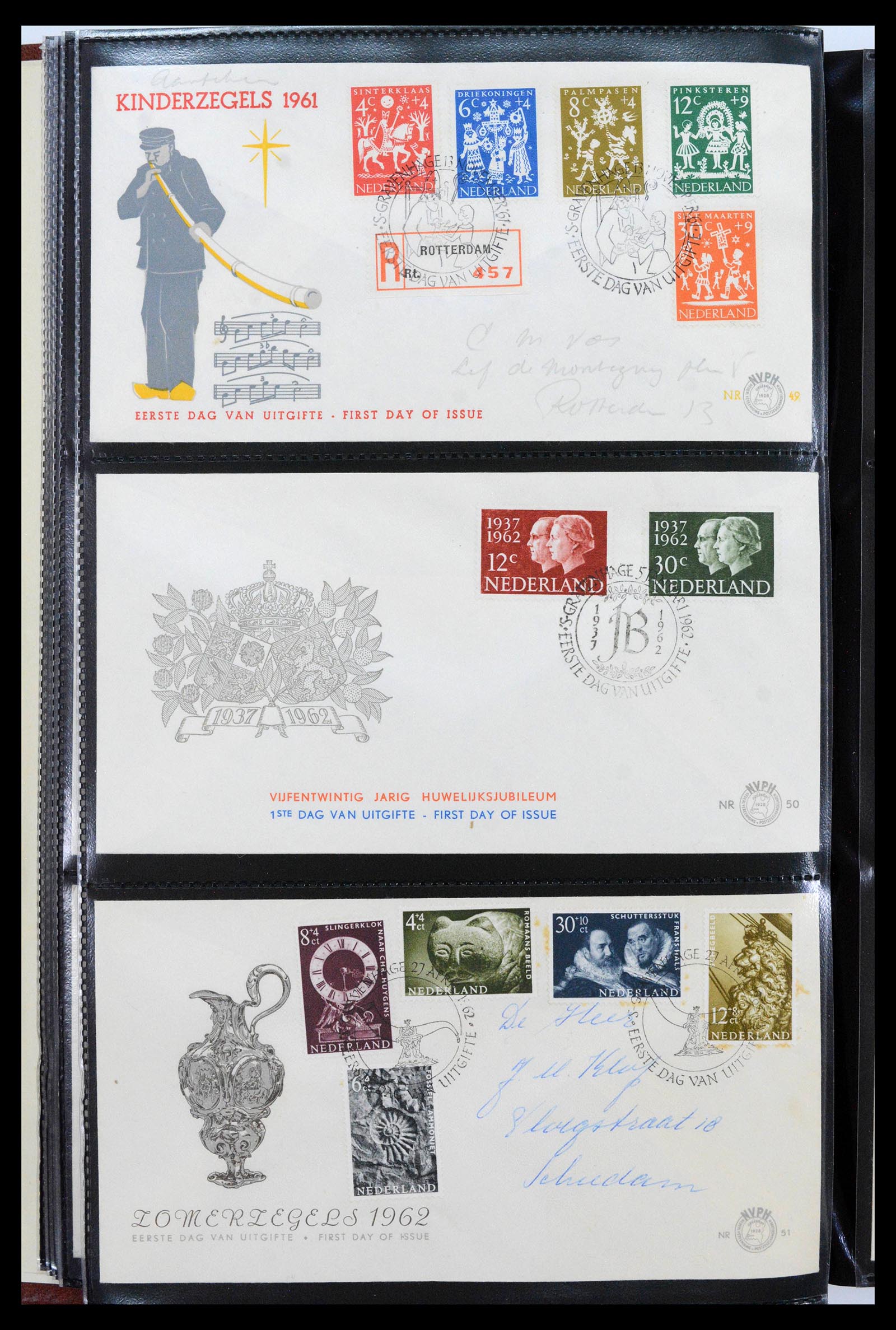 38943 0012 - Postzegelverzameling 38943 Nederland FDC's 1950-1975.