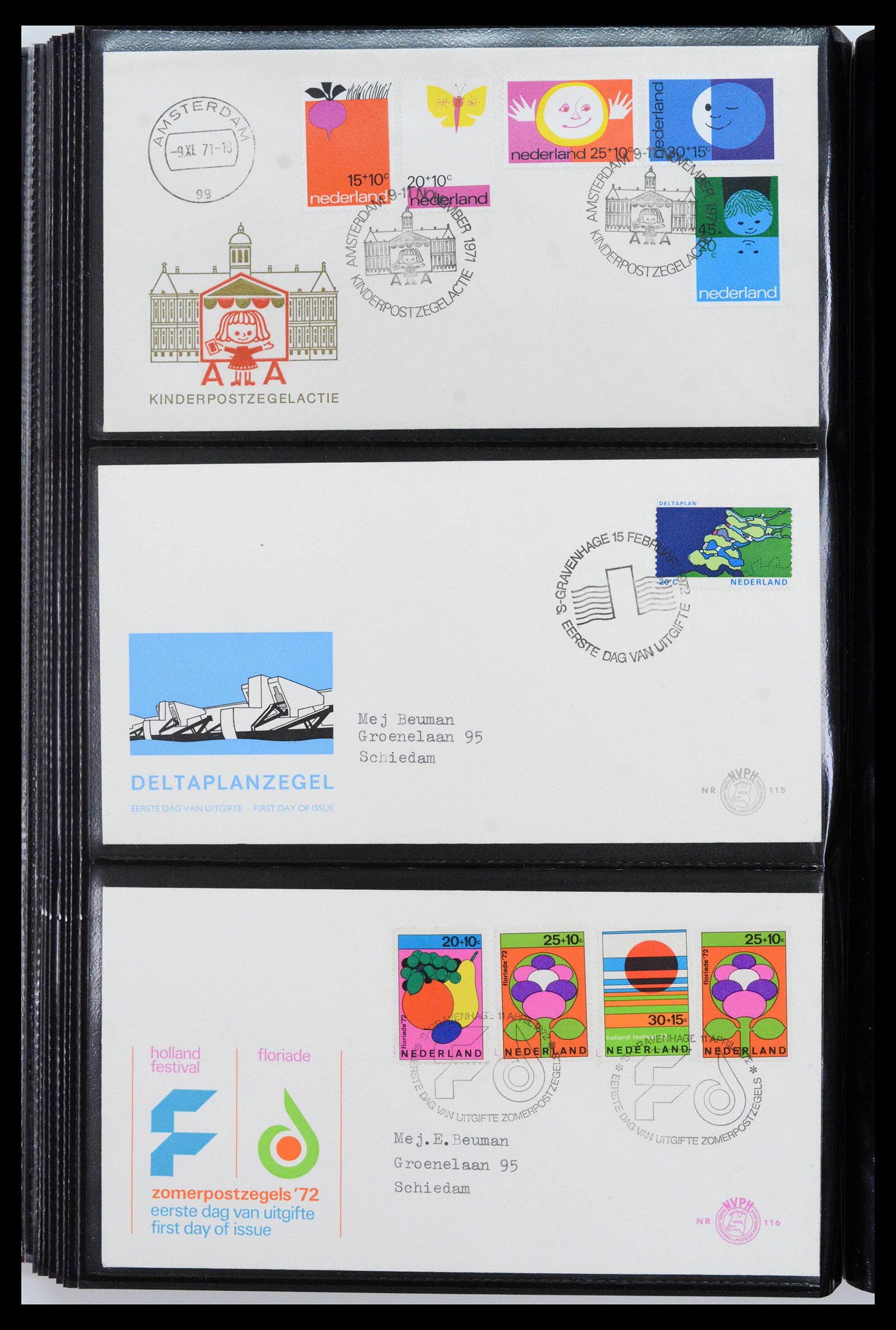 38943 0038 - Stamp collection 38943 Netherlands FDC's 1950-1975.