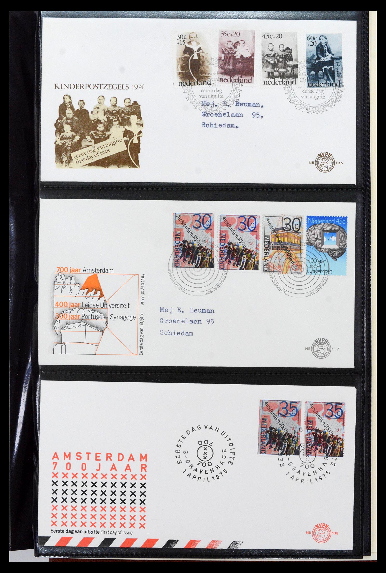 38943 0047 - Postzegelverzameling 38943 Nederland FDC's 1950-1975.