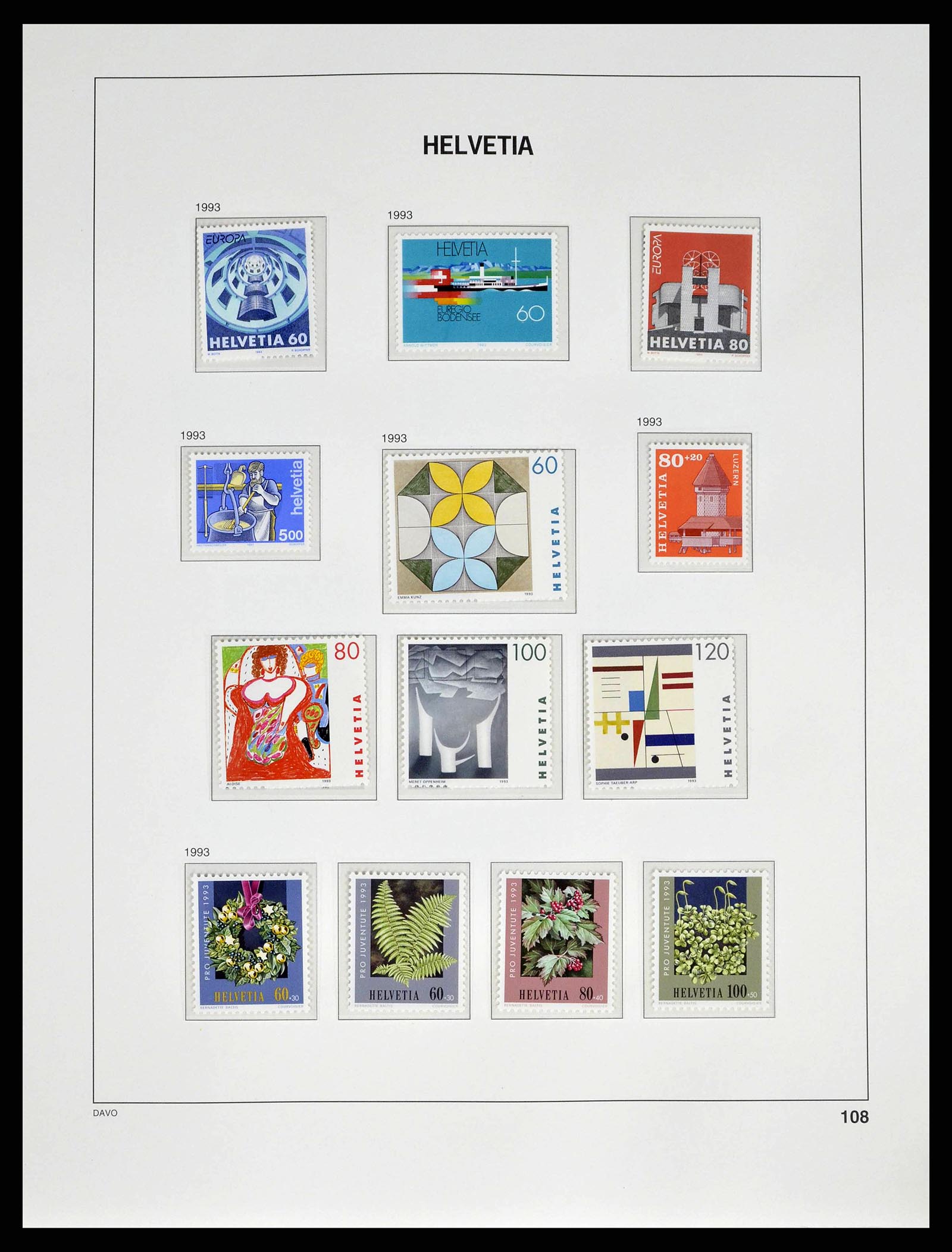 38951 0144 - Stamp collection 38951 Switzerland 1854-1994.