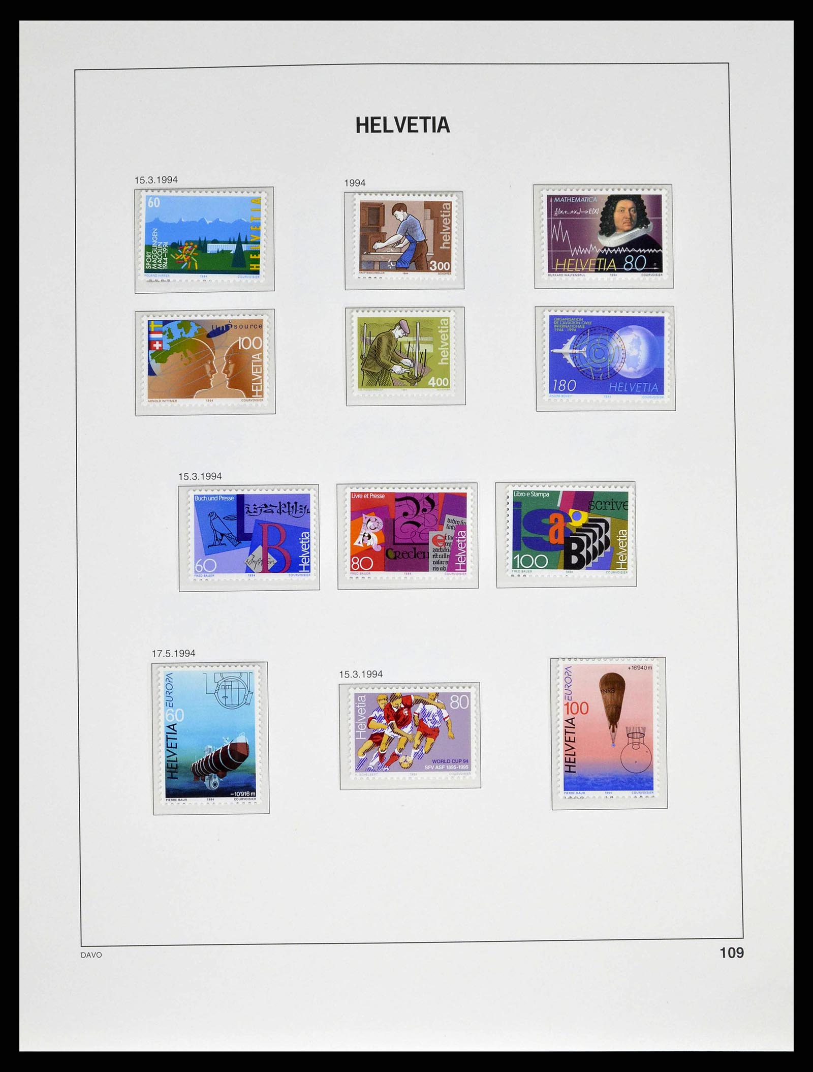 38951 0145 - Stamp collection 38951 Switzerland 1854-1994.