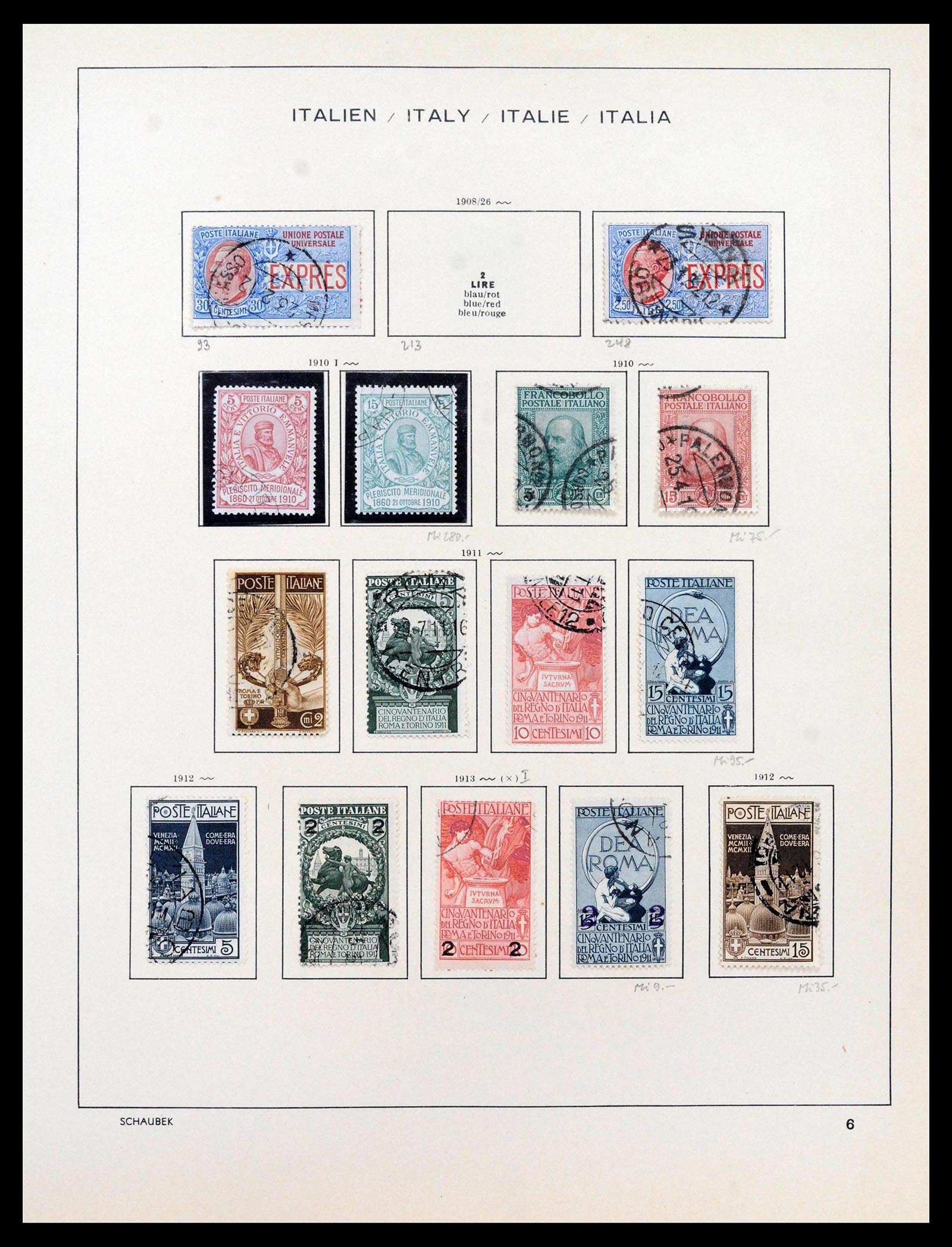 38997 0006 - Postzegelverzameling 38997 Italië 1863-1970.