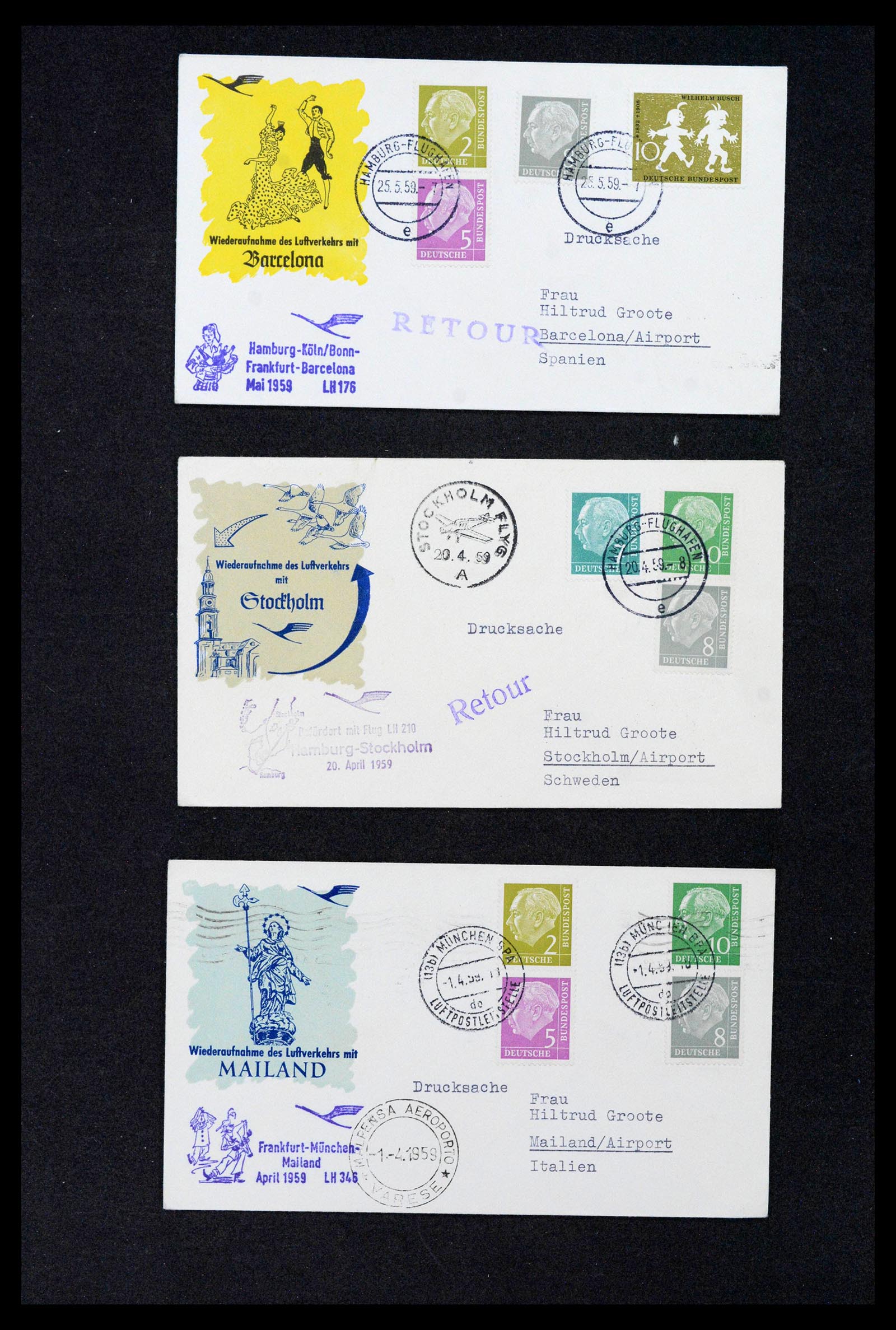 39007 0003 - Postzegelverzameling 39007 Duitsland combinaties op brief 1930-1959.