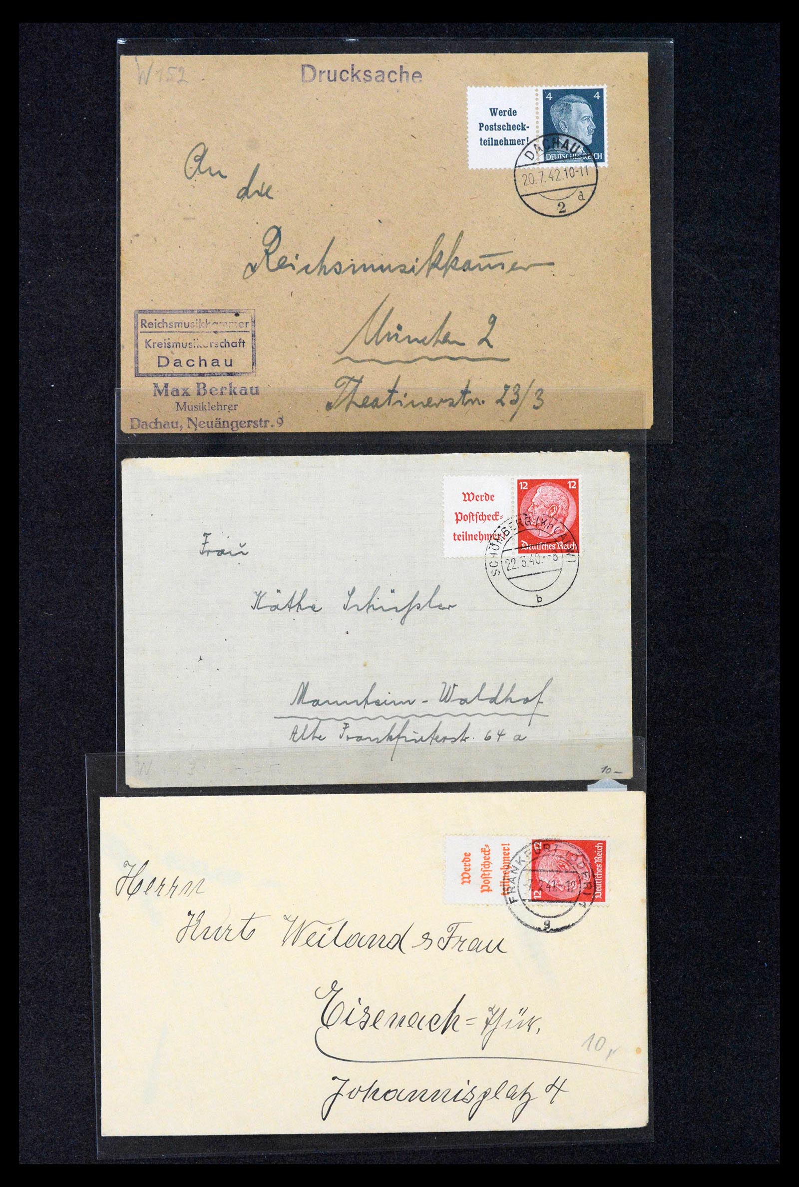 39007 0005 - Postzegelverzameling 39007 Duitsland combinaties op brief 1930-1959.