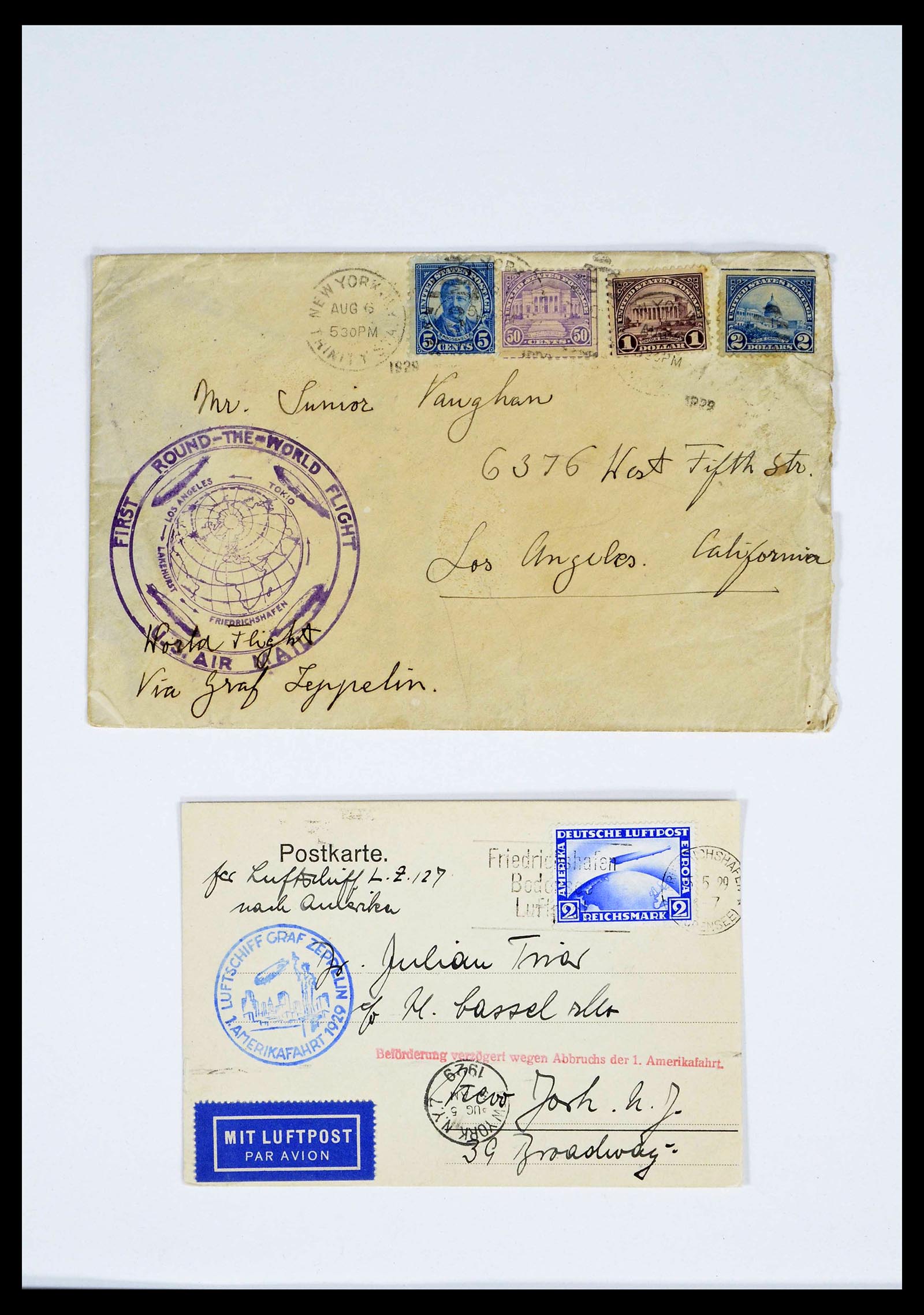 39032 0004 - Postzegelverzameling 39032 Zeppelin brieven 1928-1933.
